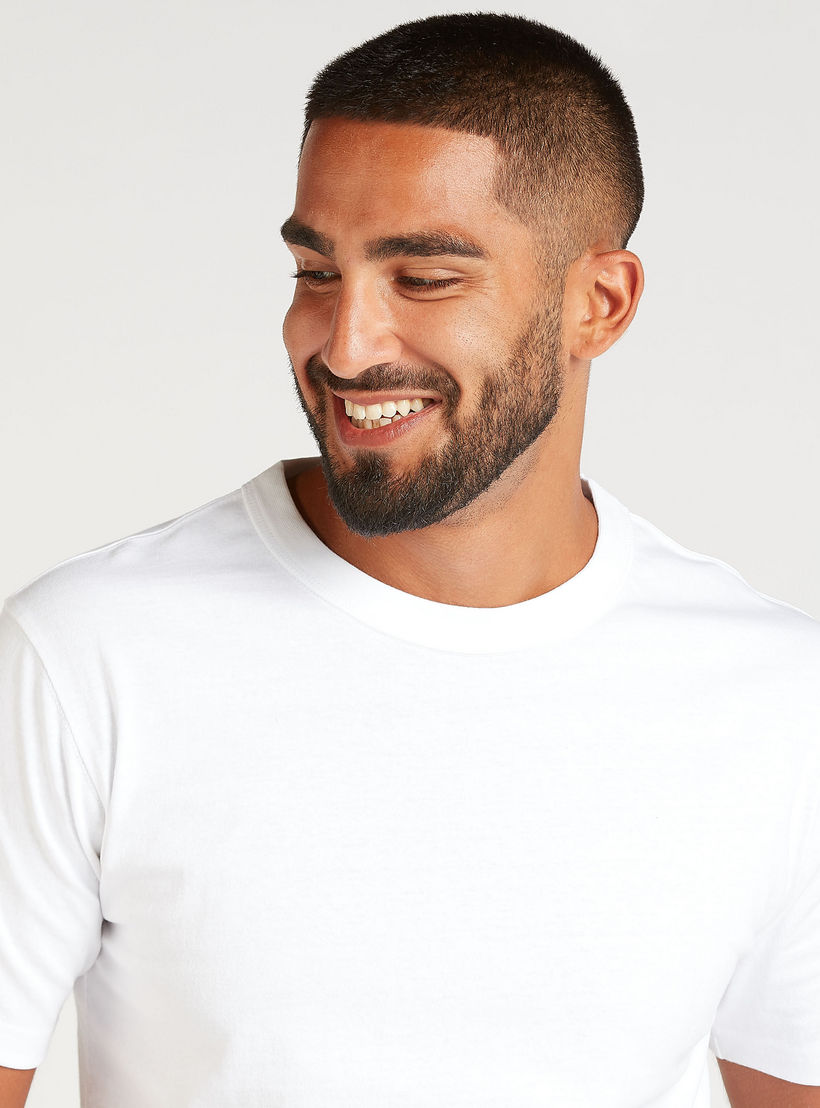 تيشيرت سادة سليم بياقة ضيّقة وأكمام قصيرة-men-clothing-tshirtsandpolos-tshirts-image-3