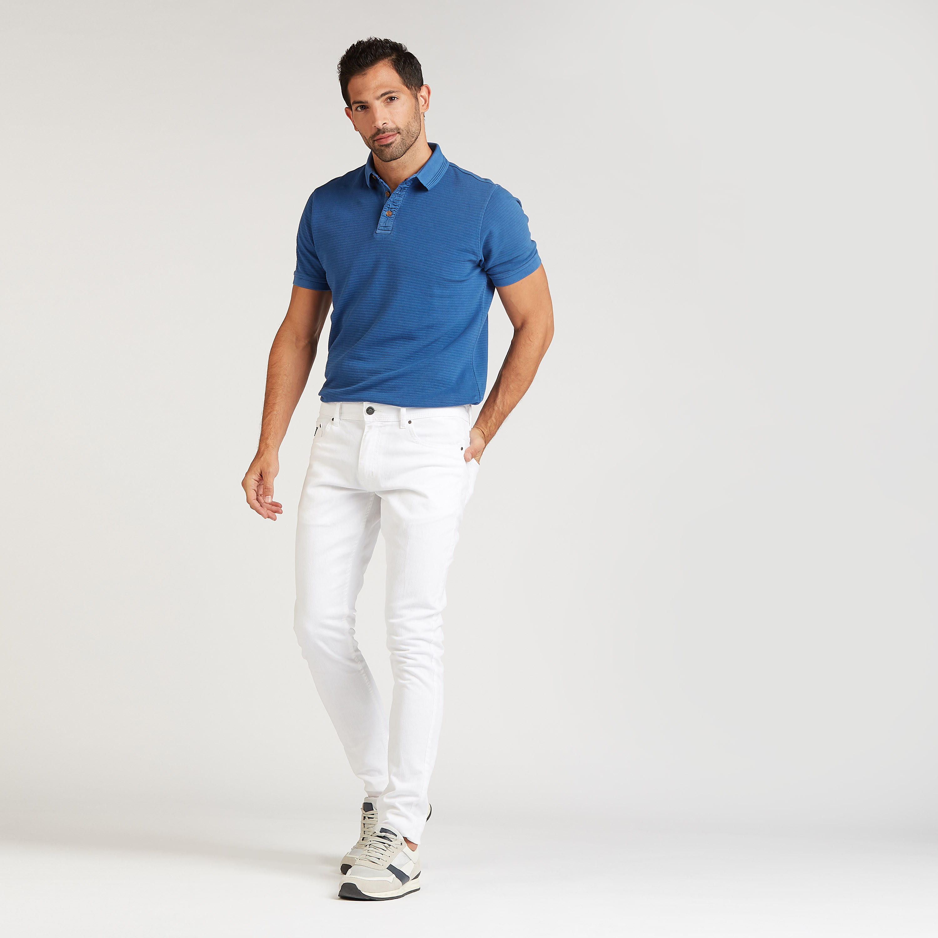 تيشيرت مستدام سليم بولو بارز الملمس بأكمام قصيرة-men-clothing-tshirtsandpolos-polos-image-2