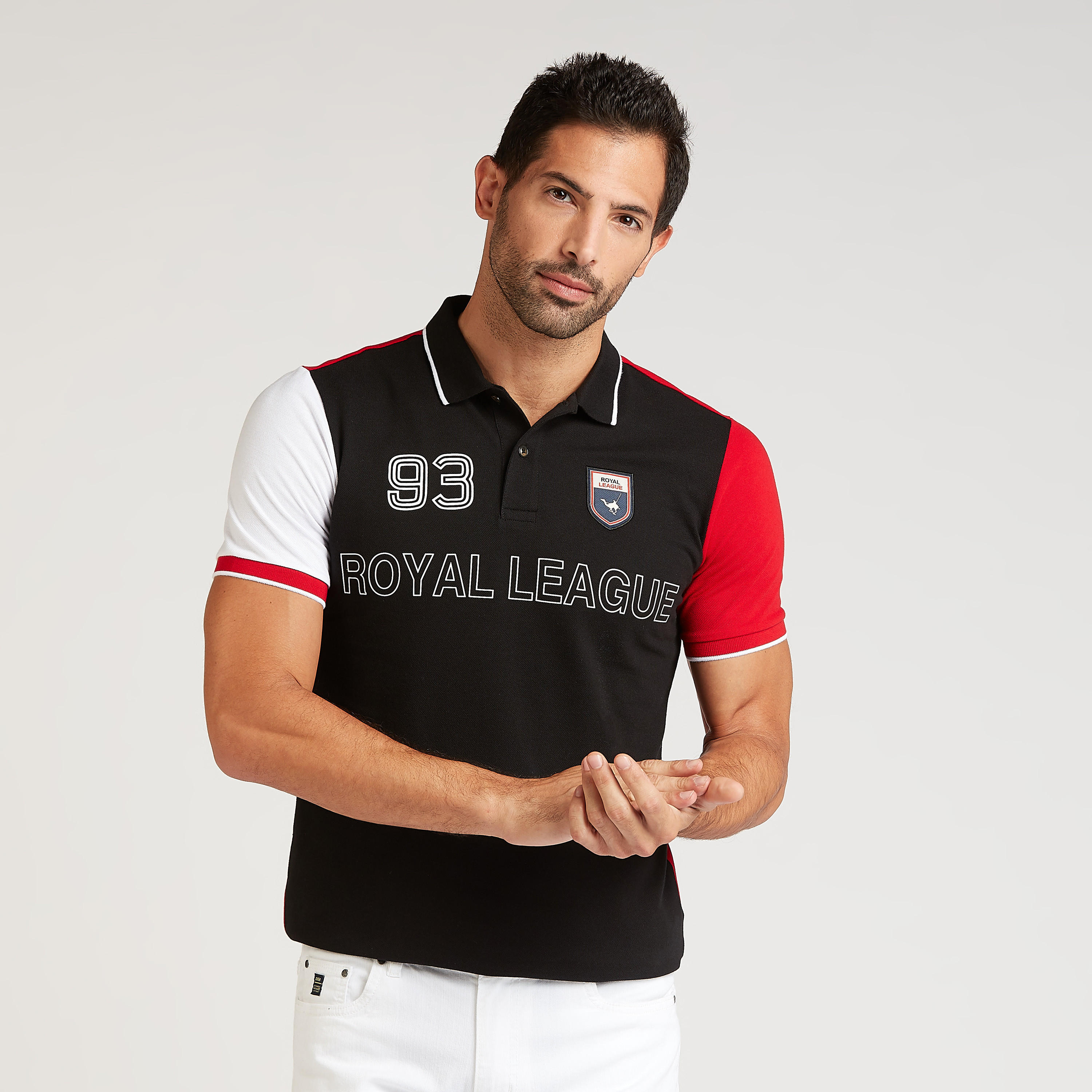 تيشيرت بولو بقصة سليم بارز الملمس بأكمام قصيرة-men-clothing-tshirtsandpolos-polos-image-1