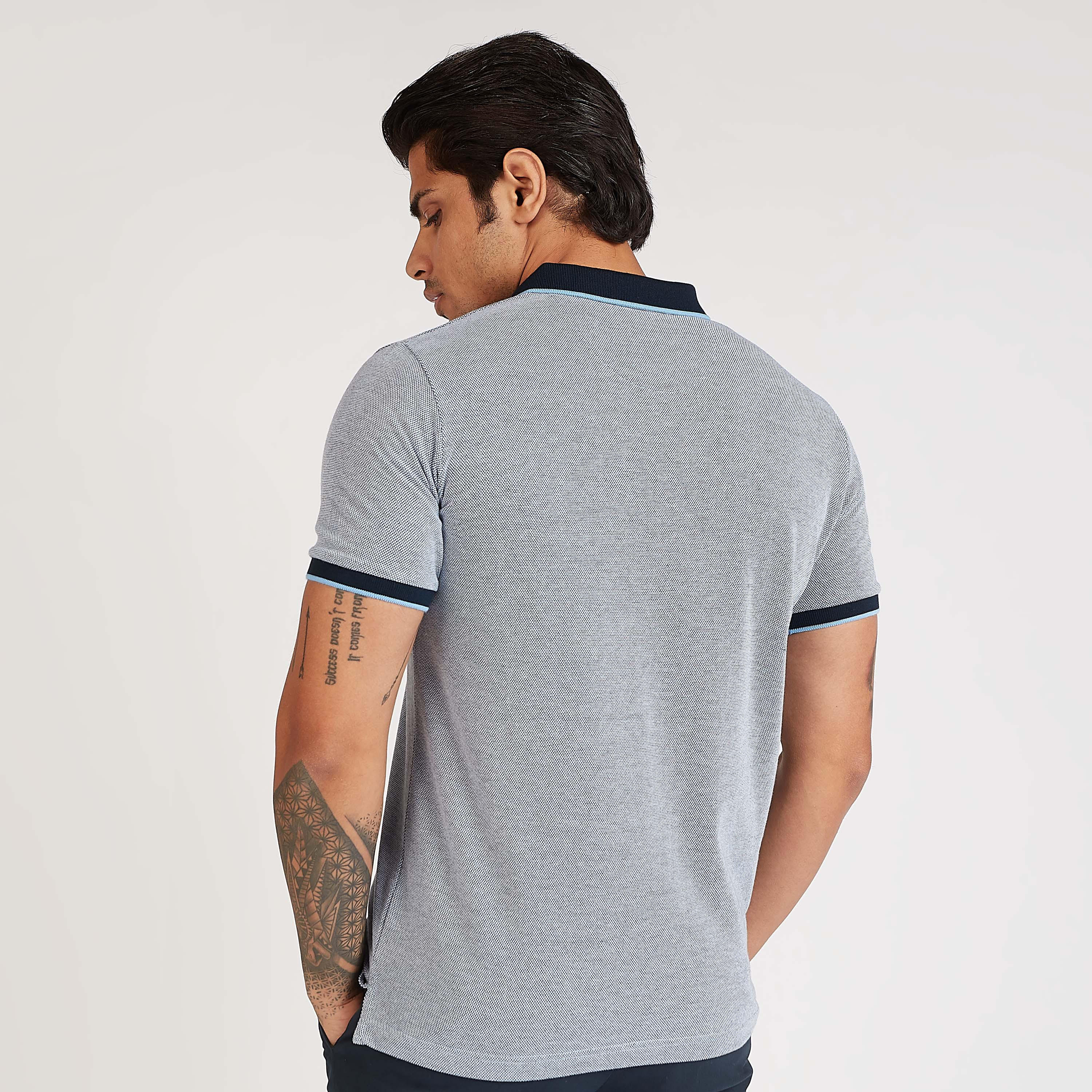 تيشيرت مستدام سليم بولو بارز الملمس بأكمام قصيرة-men-clothing-tshirtsandpolos-polos-image-4