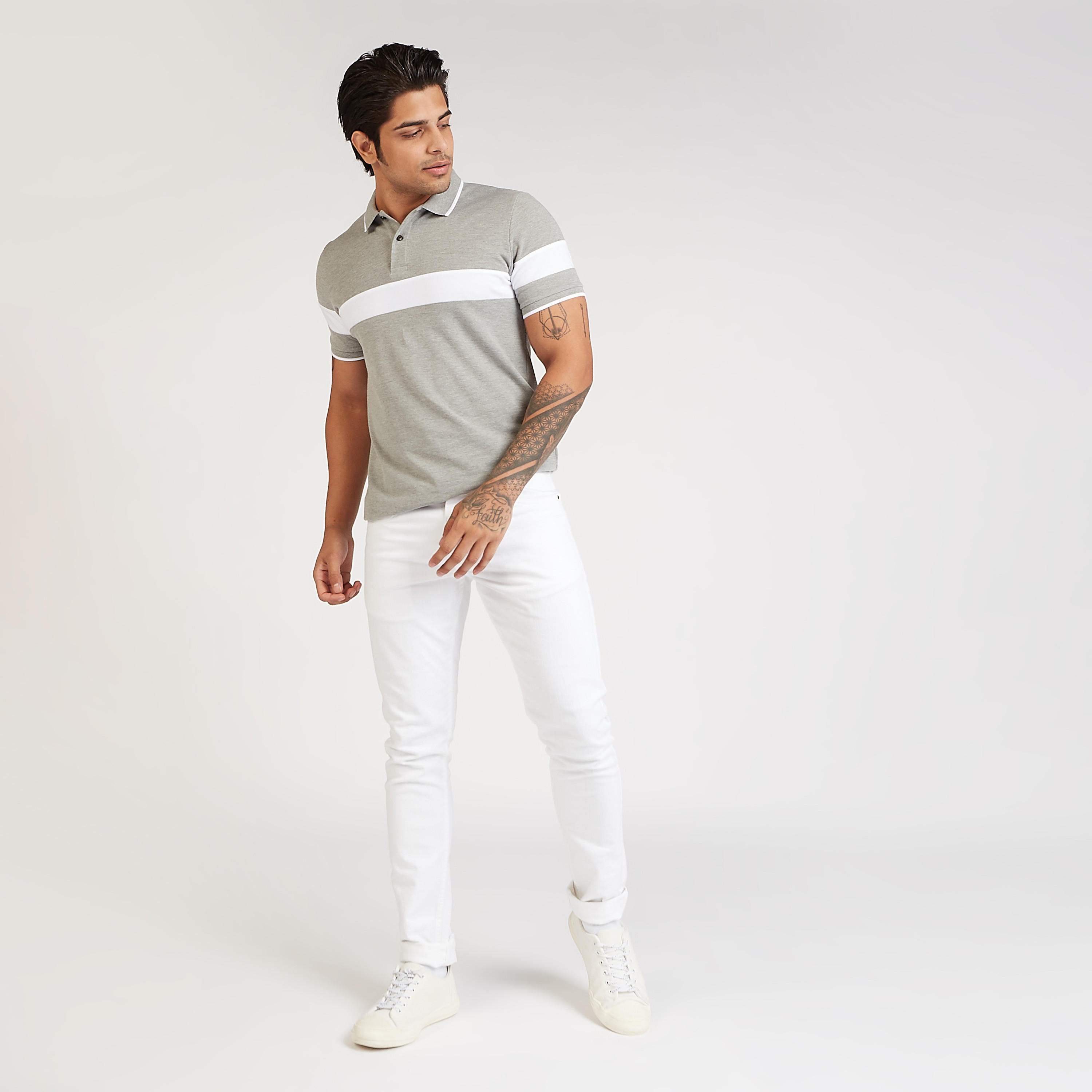 تيشيرت بولو سليم فيت مخطّط بأكمام قصيرة-men-clothing-tshirtsandpolos-polos-image-3