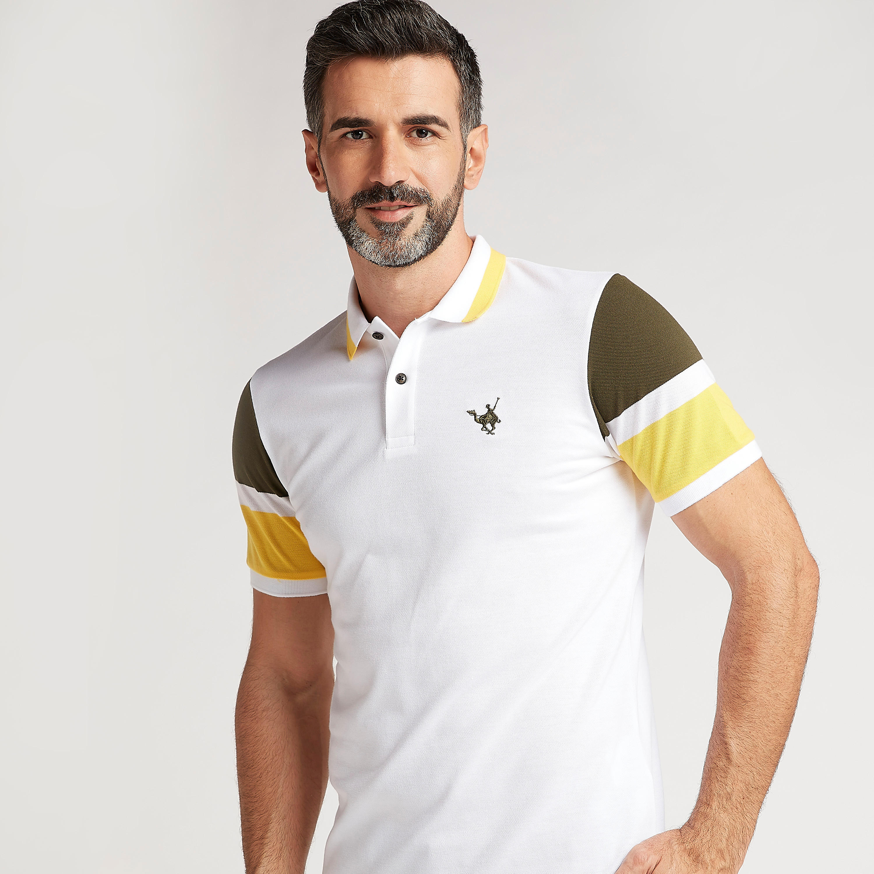 Colourblock Polo T-shirt with Short Sleeves-men-clothing-tshirtsandpolos-polos-image-1