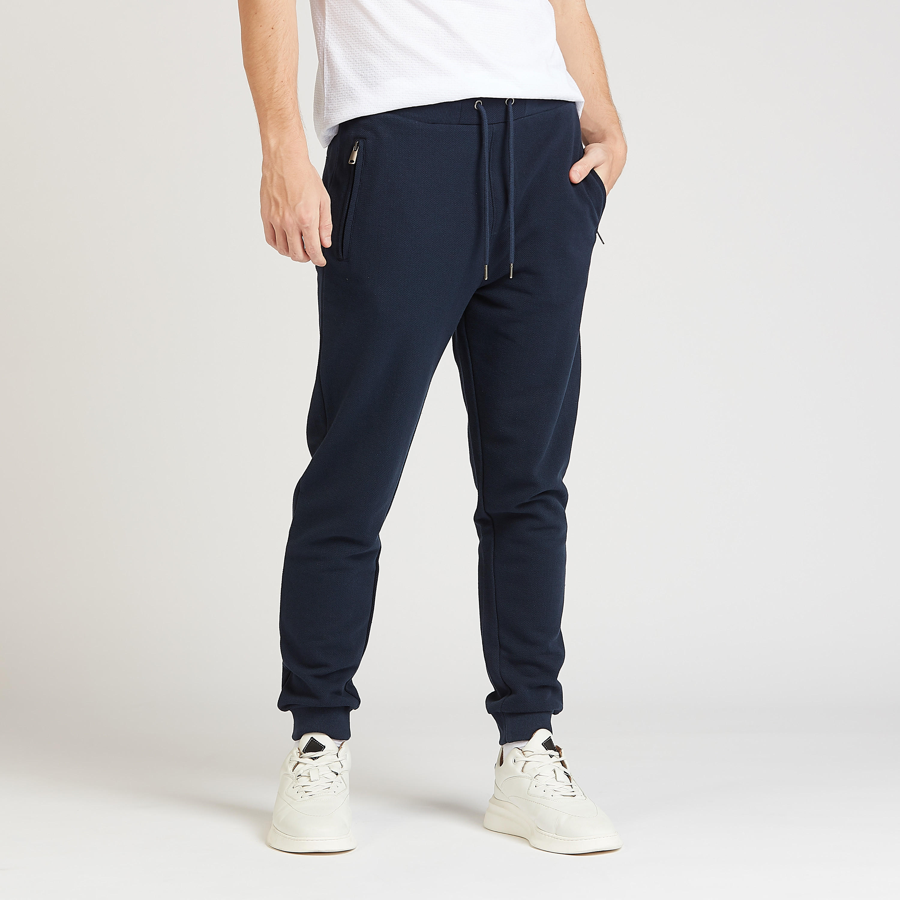 Textured Jog Pants with Pocket Detail and Drawstring Closure-men-clothing-bottoms-joggers-image-1