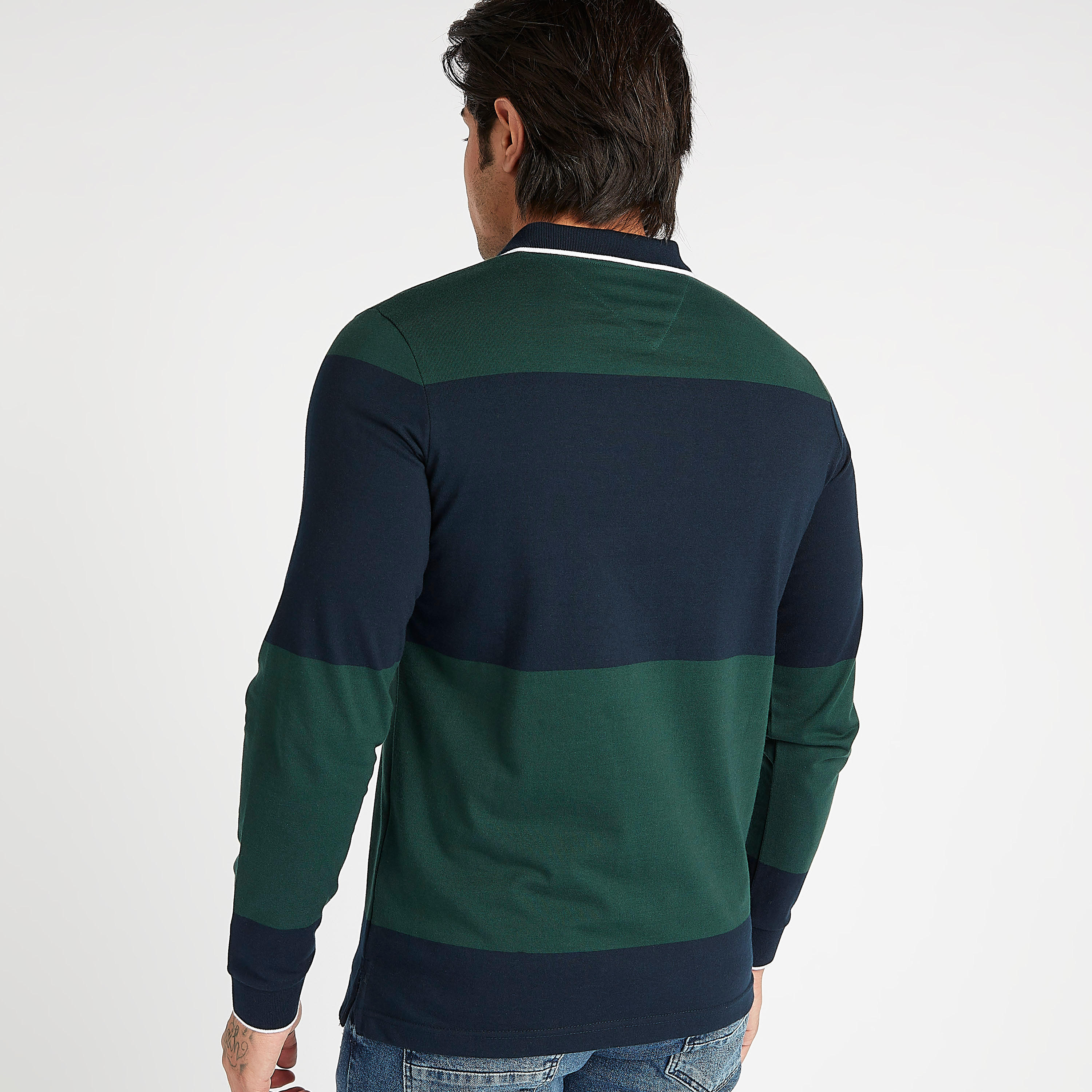 تيشيرت بولو مستدام مخطّط بأكمام طويلة وزر إغلاق-men-clothing-tshirtsandpolos-polos-image-4