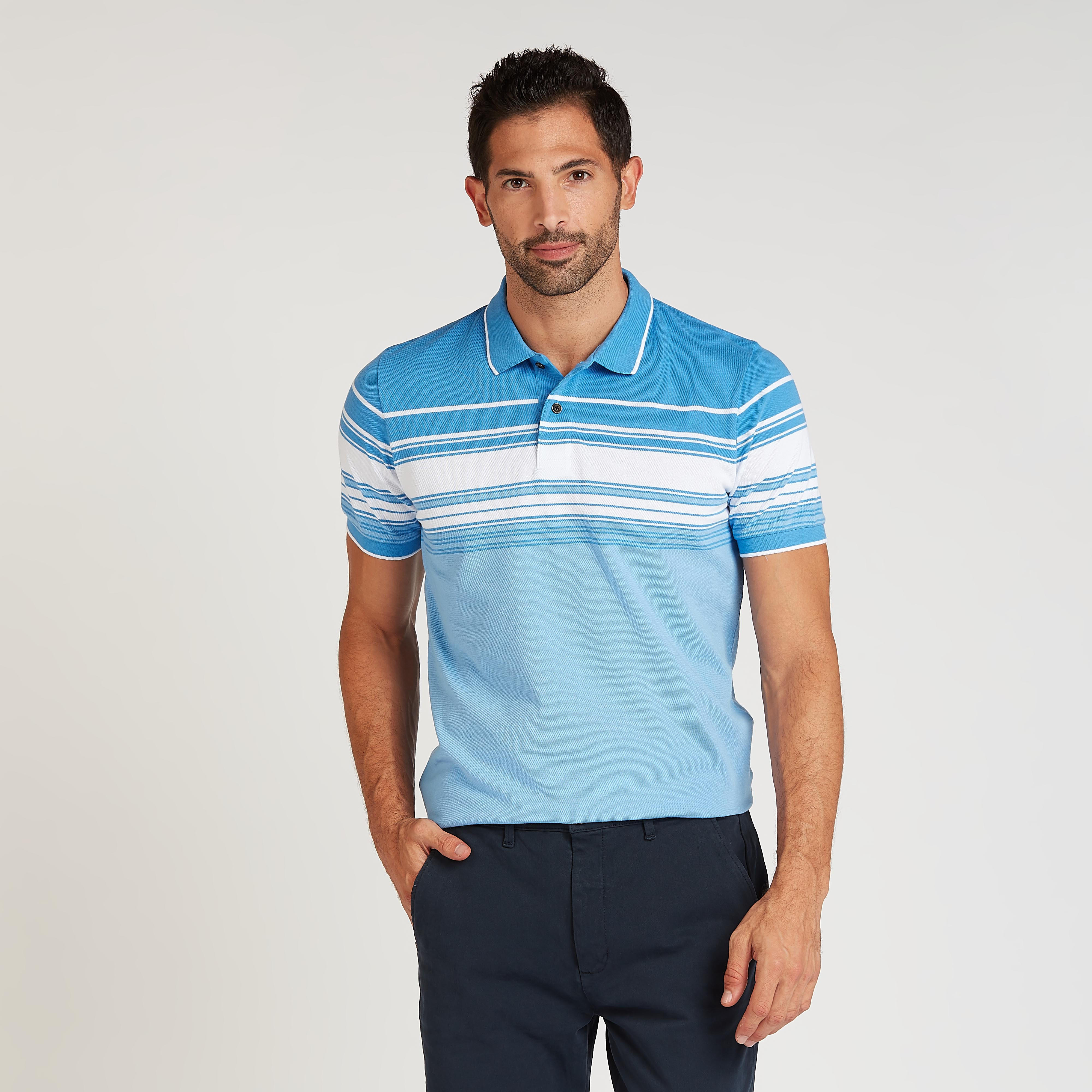 Sustainable Striped Polo T-shirt with Short Sleeves-men-clothing-tshirtsandpolos-polos-image-1