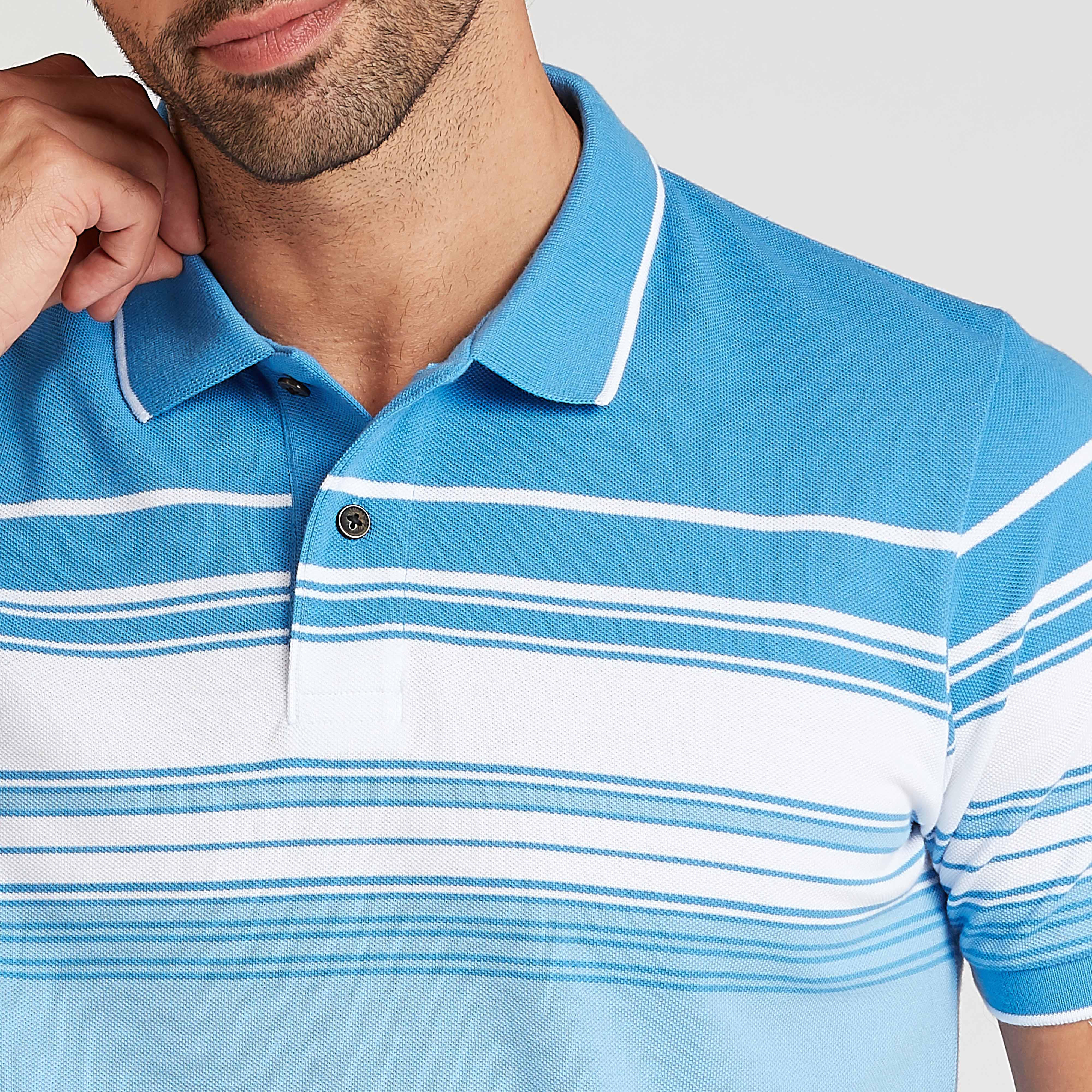 Sustainable Striped Polo T-shirt with Short Sleeves-men-clothing-tshirtsandpolos-polos-image-3
