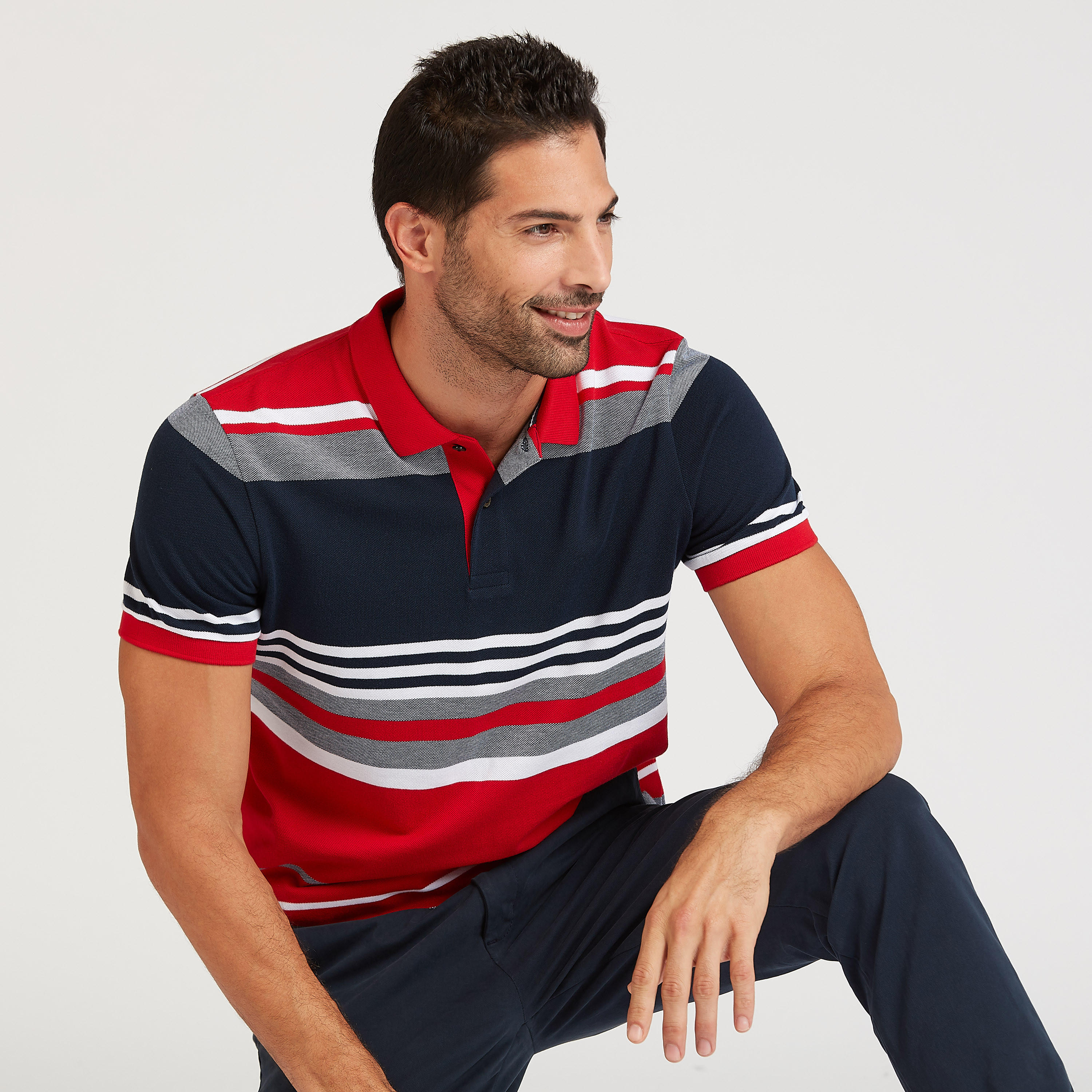 Striped Collared Polo T-shirt with Short Sleeves-men-clothing-tshirtsandpolos-polos-image-1