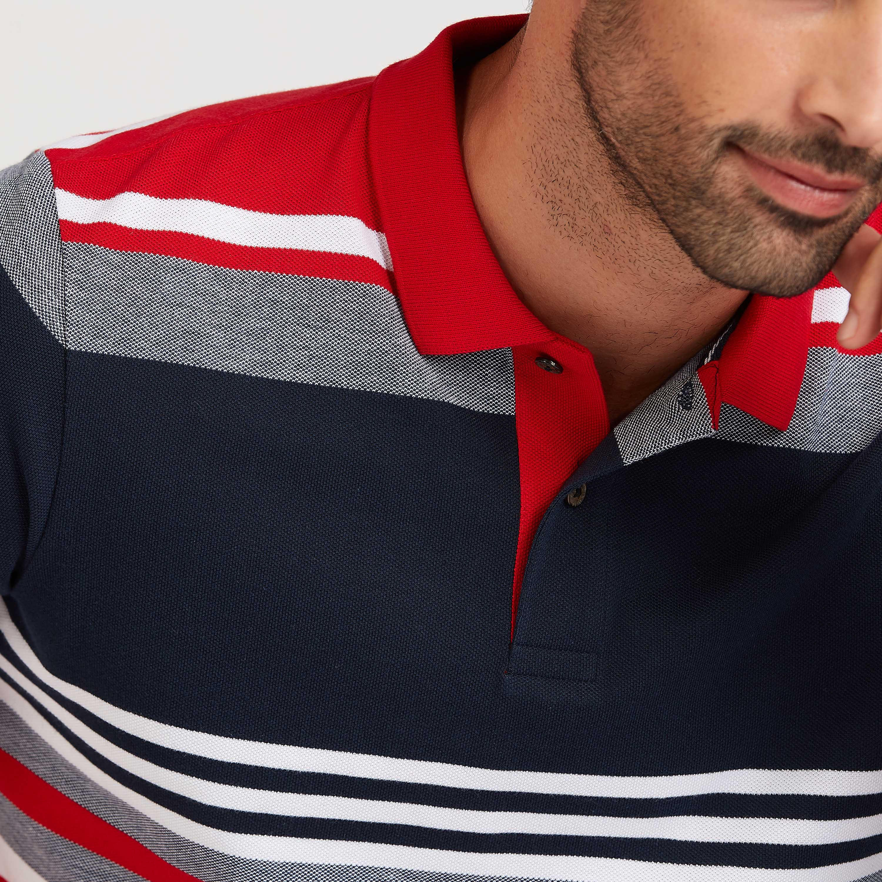 Striped Collared Polo T-shirt with Short Sleeves-men-clothing-tshirtsandpolos-polos-image-3