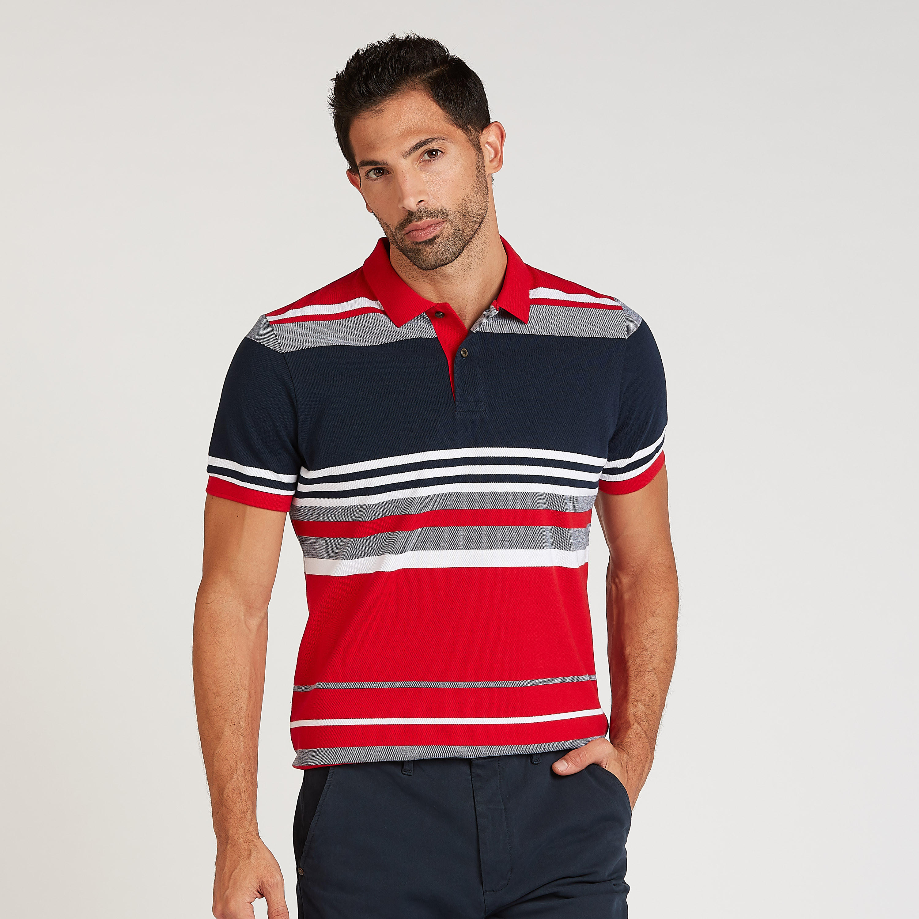 Striped Collared Polo T-shirt with Short Sleeves-men-clothing-tshirtsandpolos-polos-image-5
