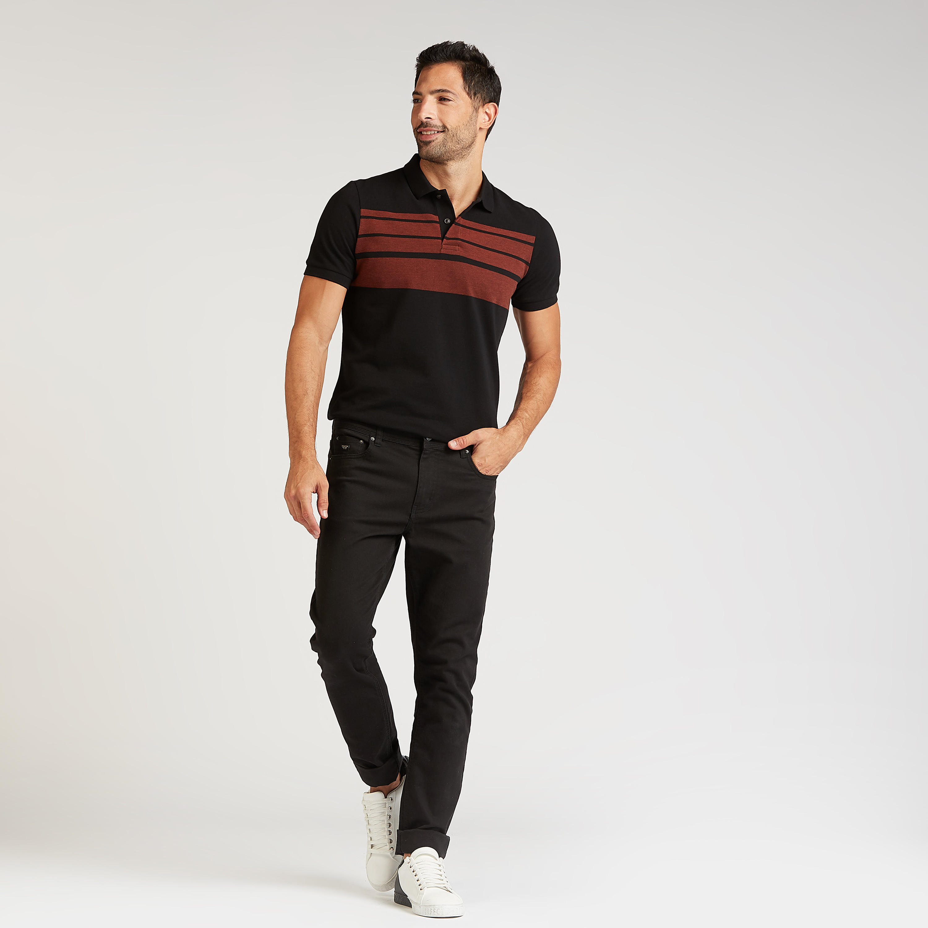 تيشيرت بولو مخطط بياقة عادية وأكمام قصيرة-men-clothing-tshirtsandpolos-polos-image-3