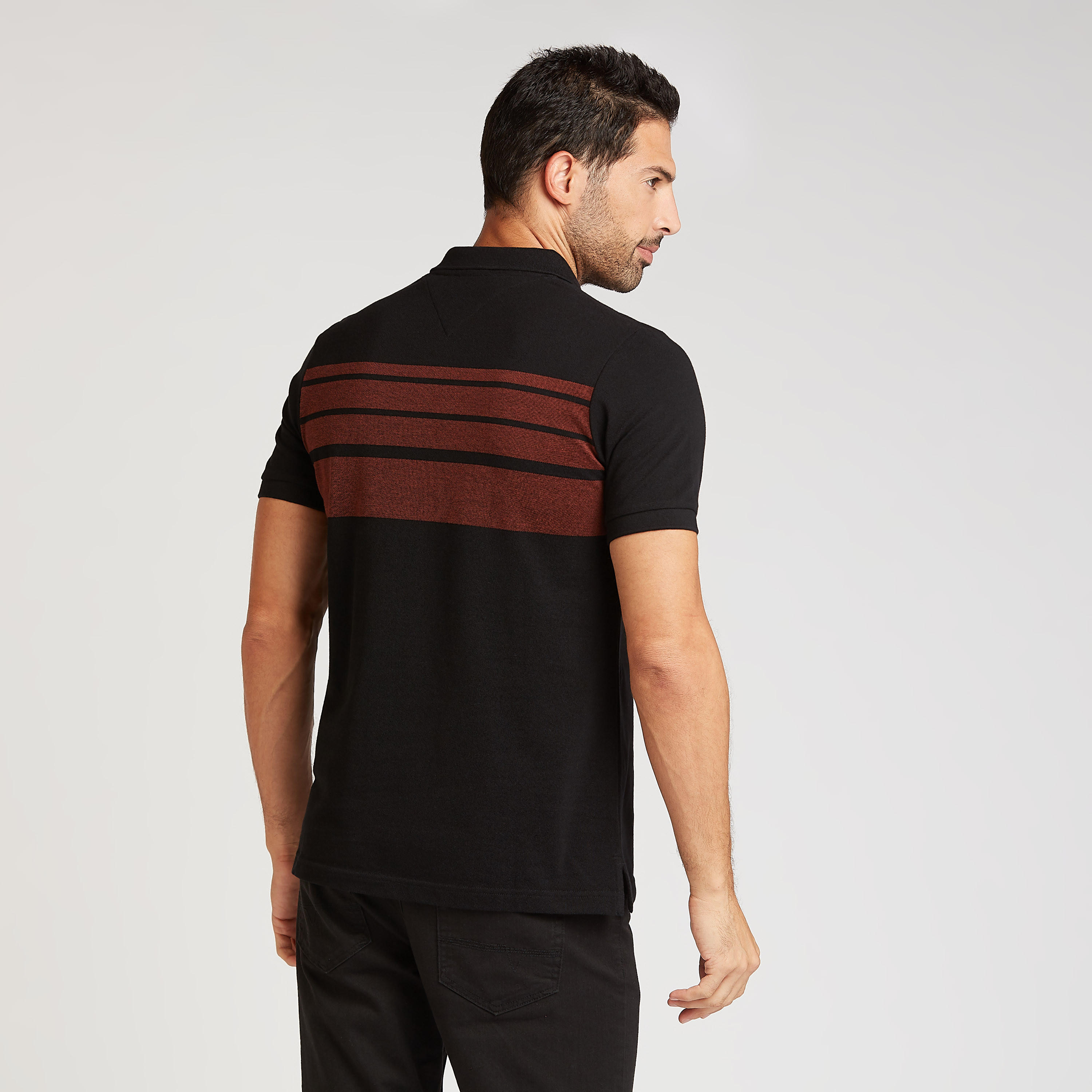 تيشيرت بولو مخطط بياقة عادية وأكمام قصيرة-men-clothing-tshirtsandpolos-polos-image-1