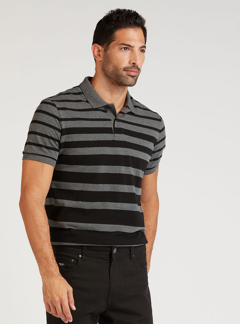 تيشيرت مستدام بولو مقلّم بأكمام قصيرة وياقة عادية-men-clothing-tshirtsandpolos-polos-image-5