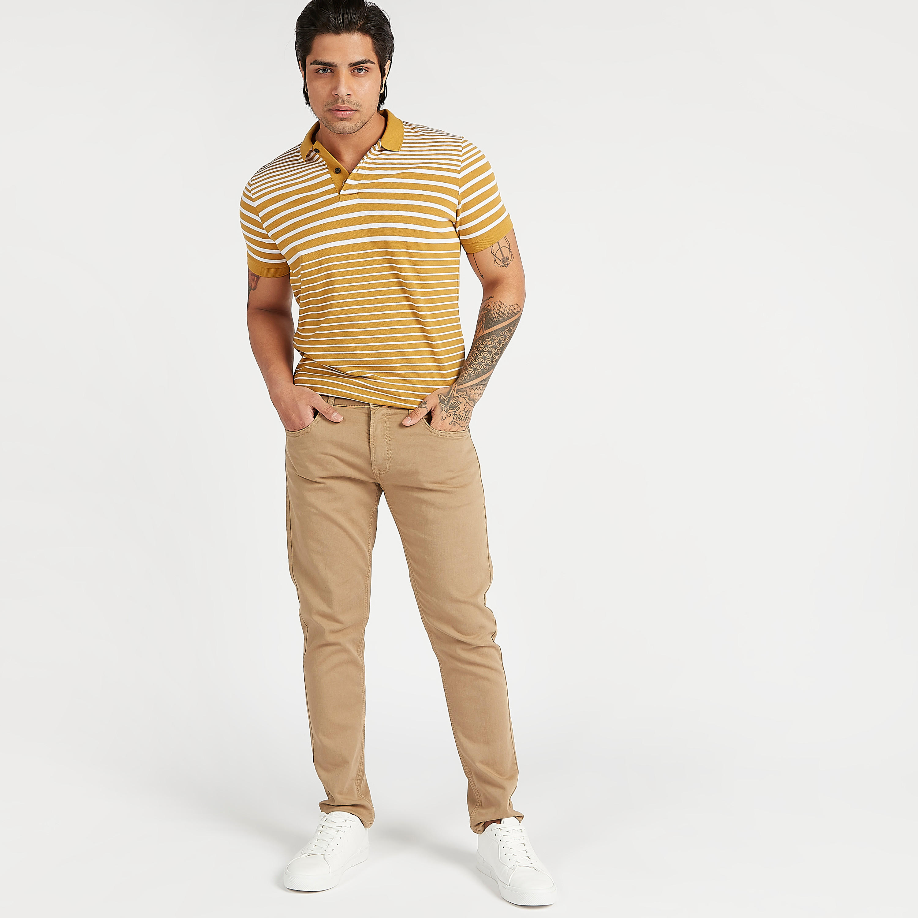 Striped T-shirt with Collar and Short Sleeves-men-clothing-tshirtsandpolos-polos-image-2