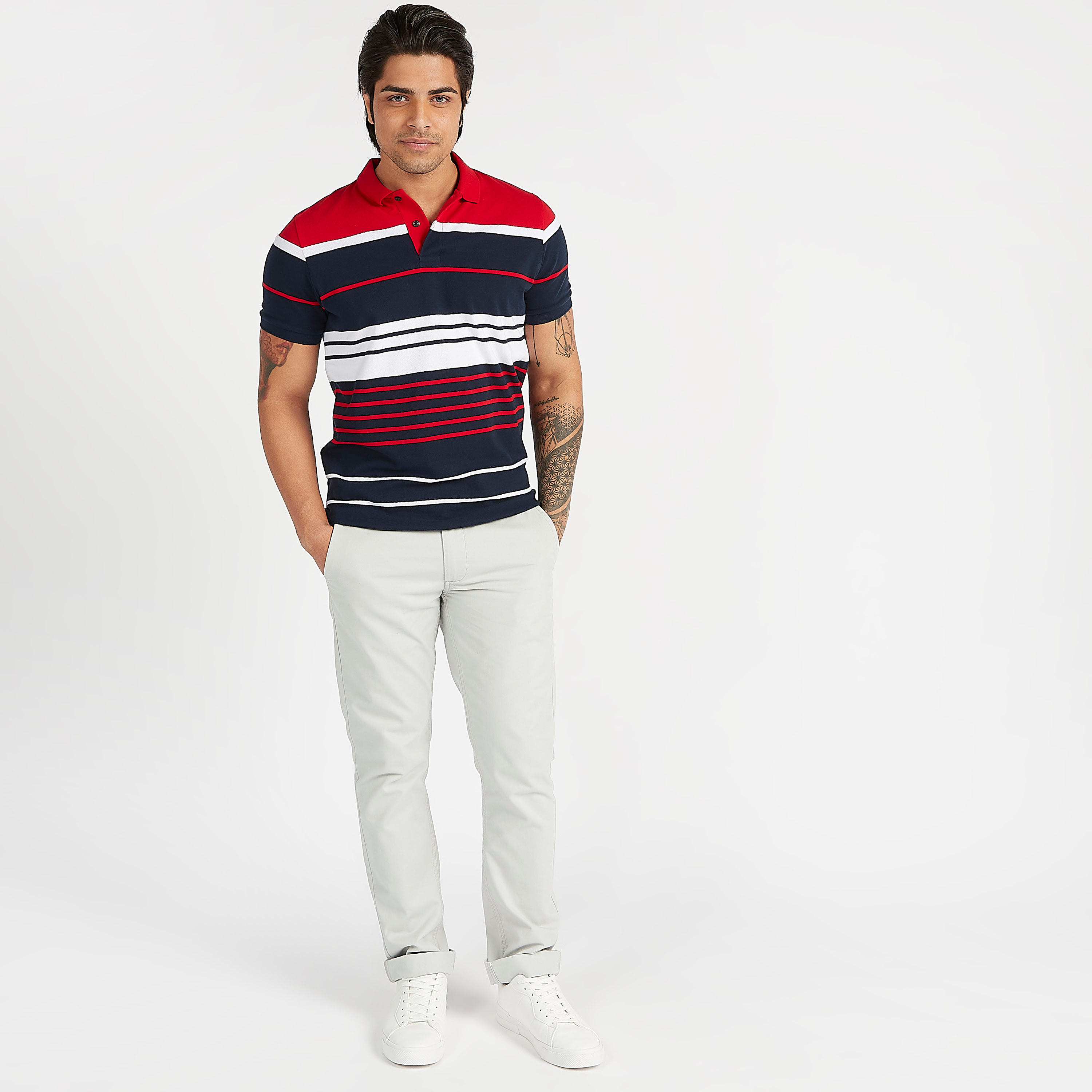 Striped Polo T-shirt with Short Sleeves-men-clothing-tshirtsandpolos-polos-image-2
