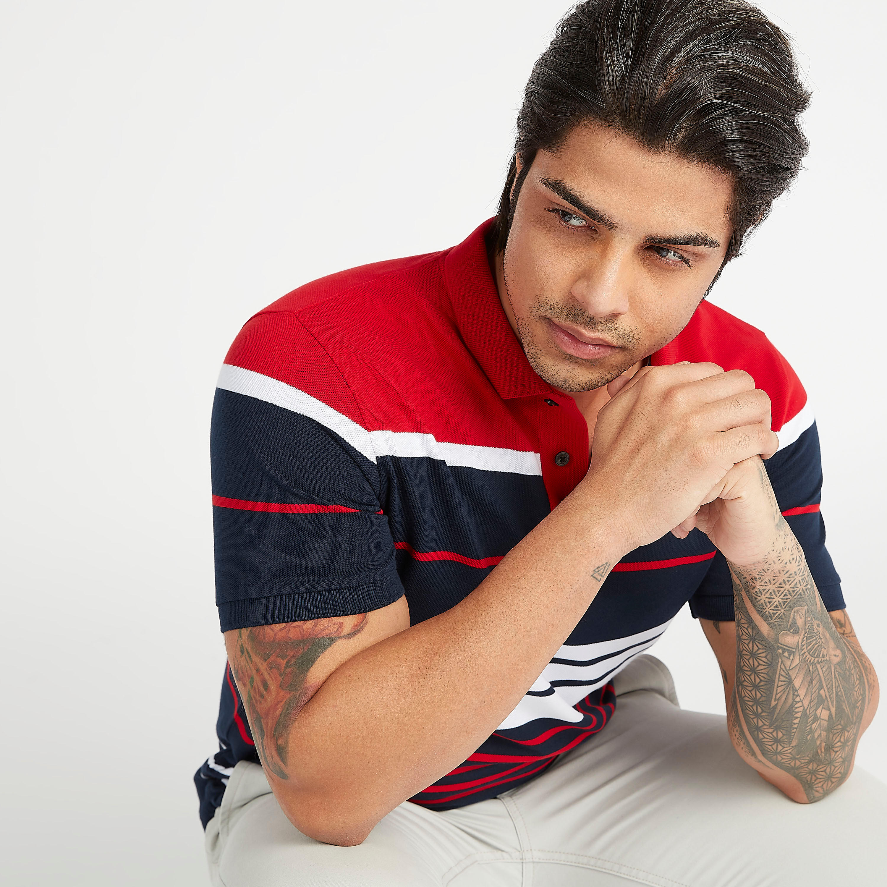 Striped Polo T-shirt with Short Sleeves-men-clothing-tshirtsandpolos-polos-image-5