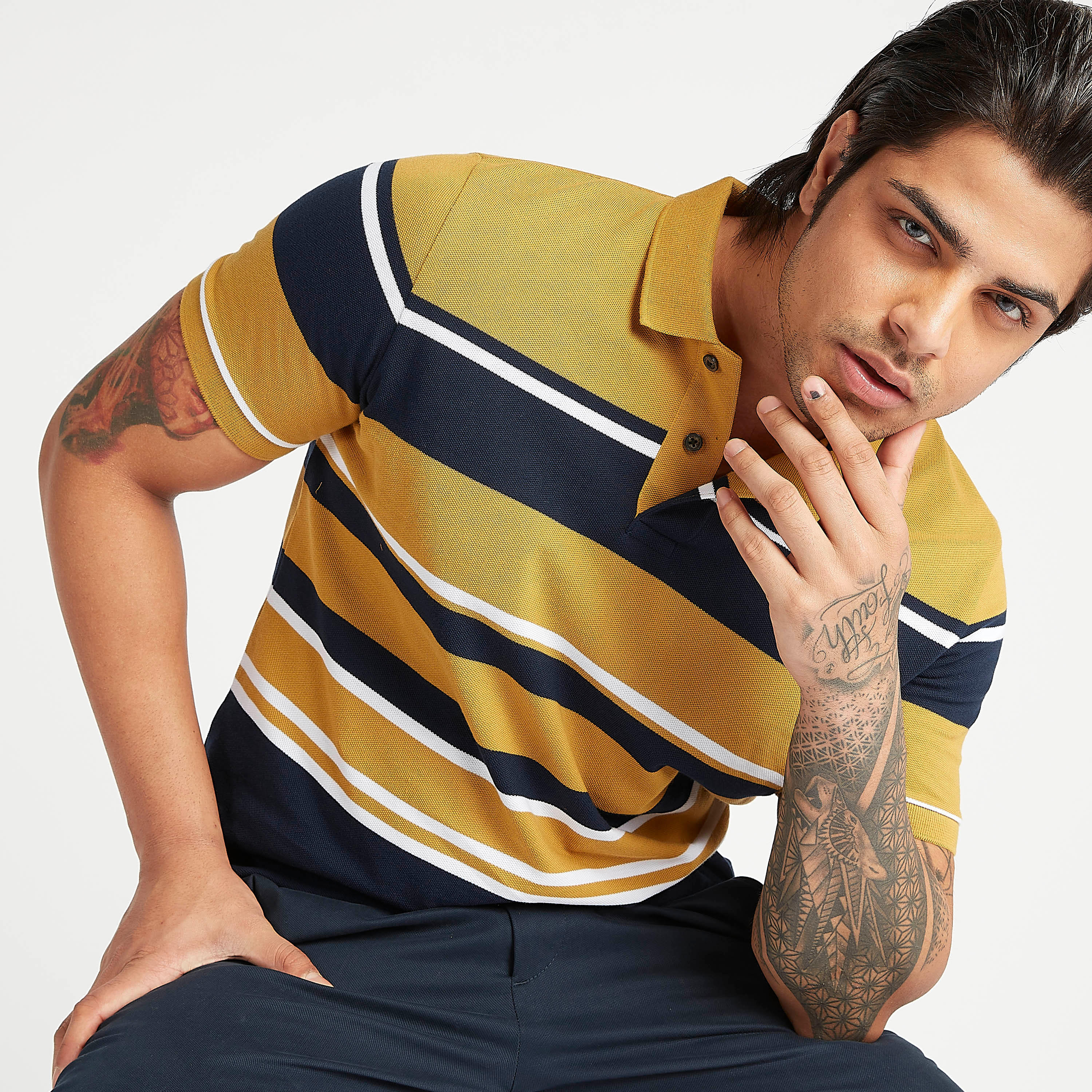 تيشيرت بولو مخطّط بأكمام قصيرة-men-clothing-tshirtsandpolos-polos-image-1