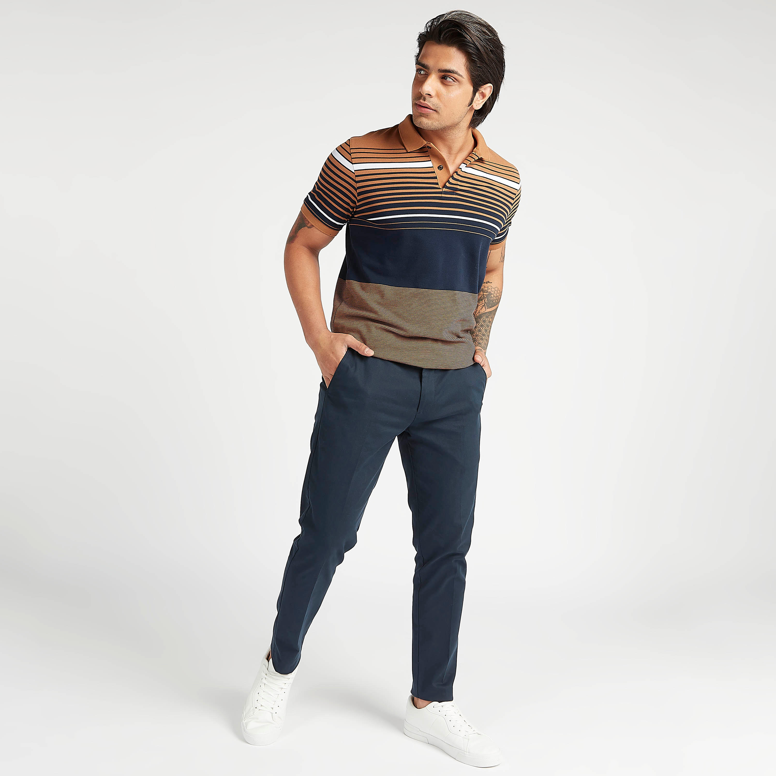 Striped Polo T-shirt with Short Sleeves-men-clothing-tshirtsandpolos-polos-image-2
