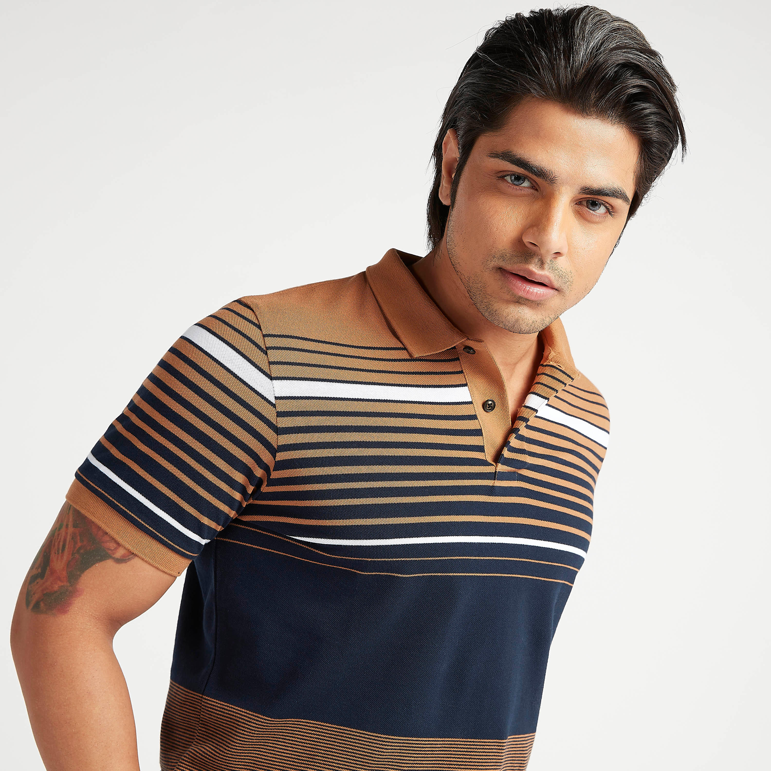 Striped Polo T-shirt with Short Sleeves-men-clothing-tshirtsandpolos-polos-image-3