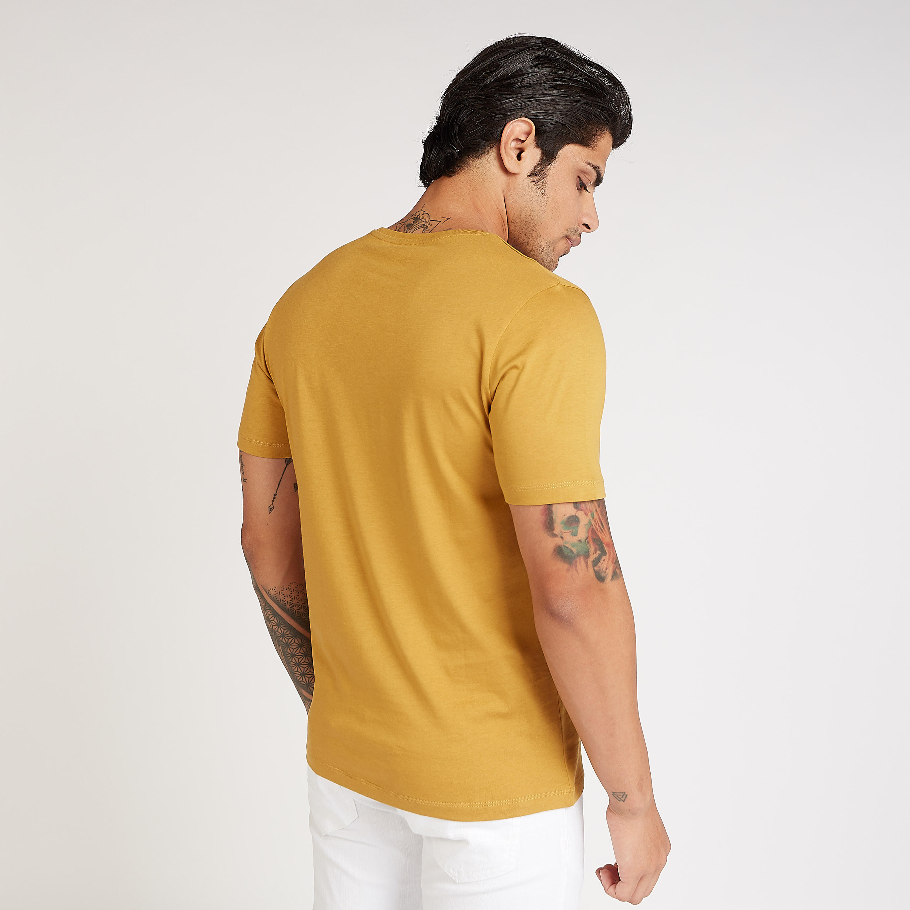 Sustainable Solid T-shirt with V-neck and Short Sleeves-men-clothing-tshirtsandpolos-tshirts-image-4
