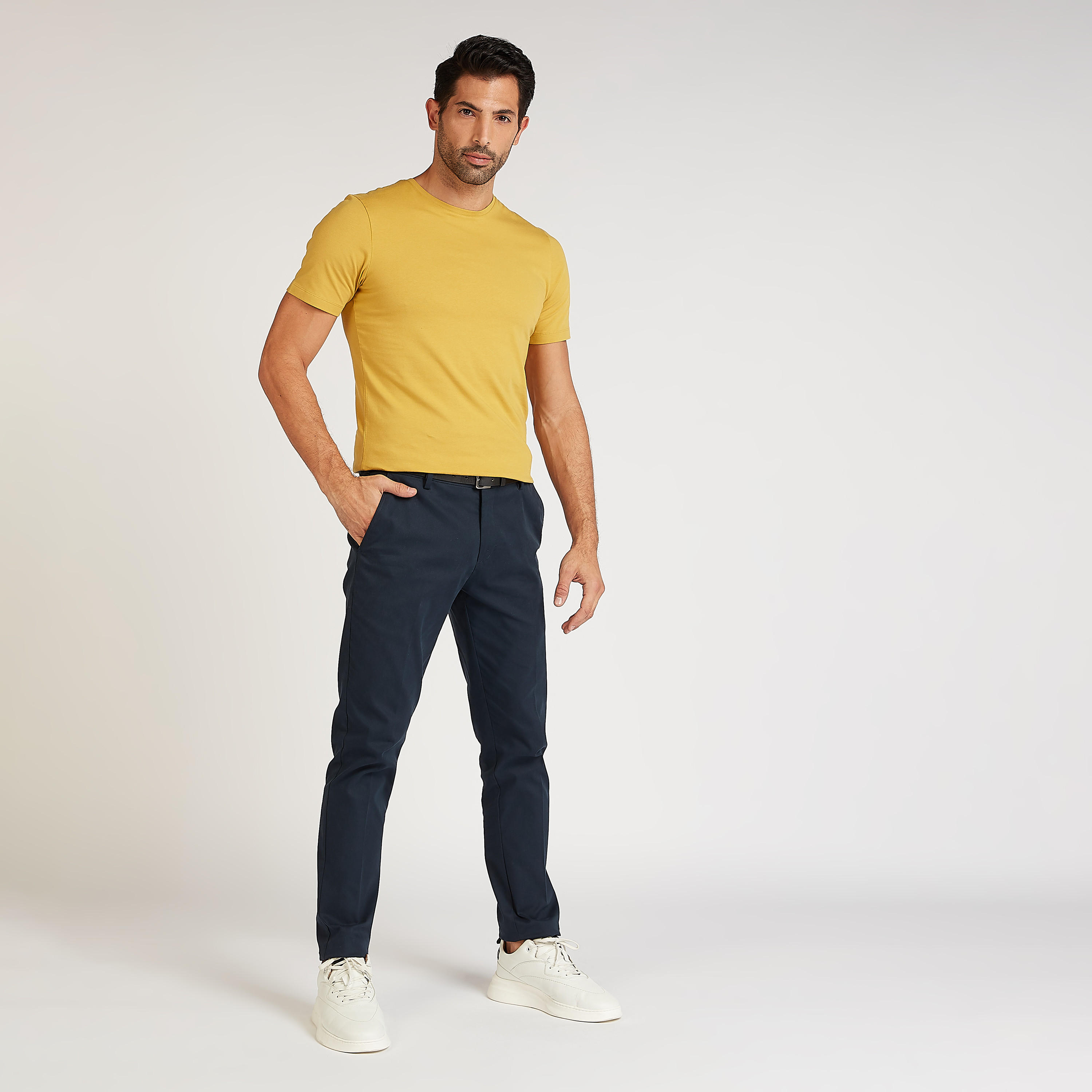 تيشيرت مستدام سادة بياقة ضيّقة وأكمام قصيرة-men-clothing-tshirtsandpolos-tshirts-image-2