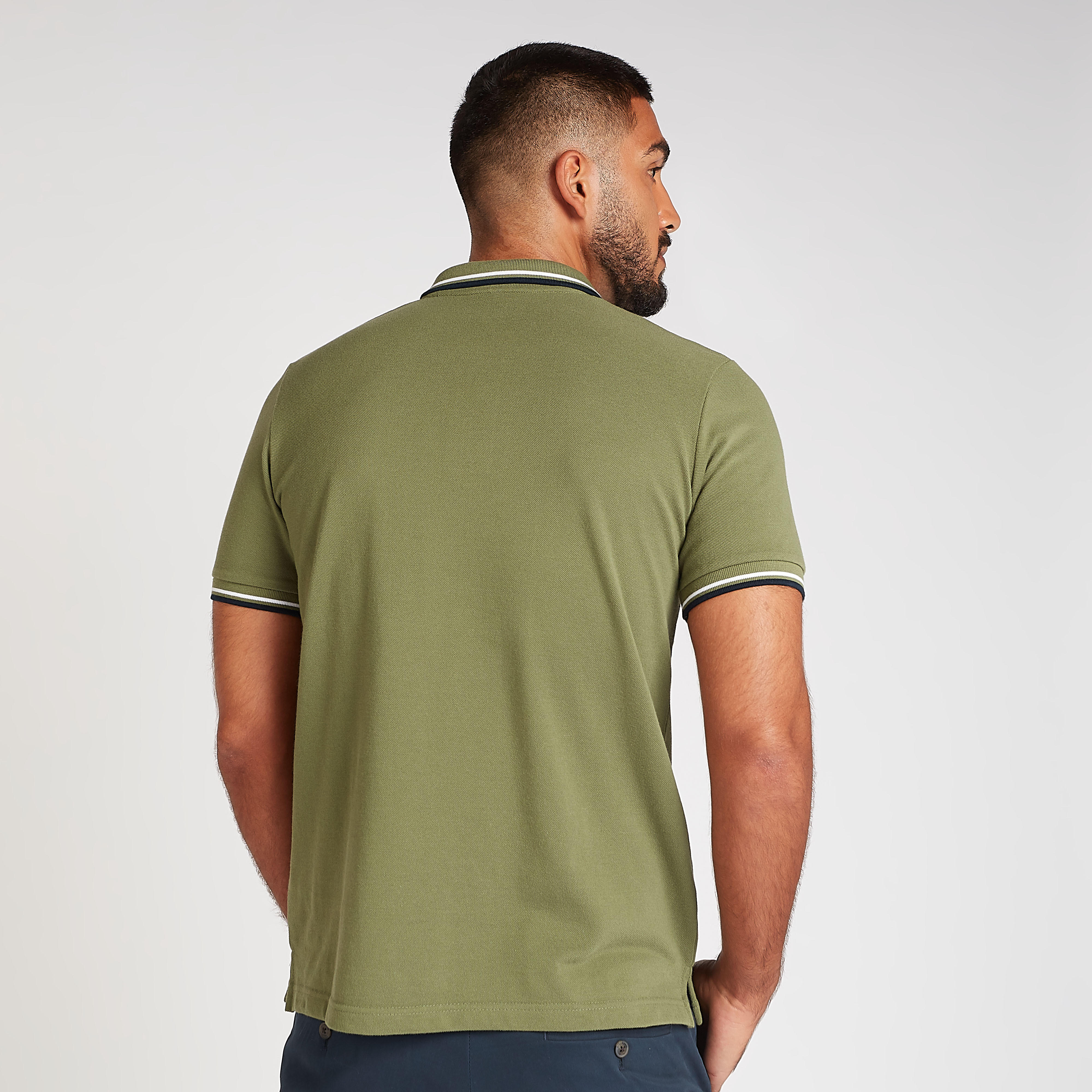 تيشيرت بولو سادة بياقة عادية مضلعة وأكمام قصيرة-men-clothing-tshirtsandpolos-polos-image-2