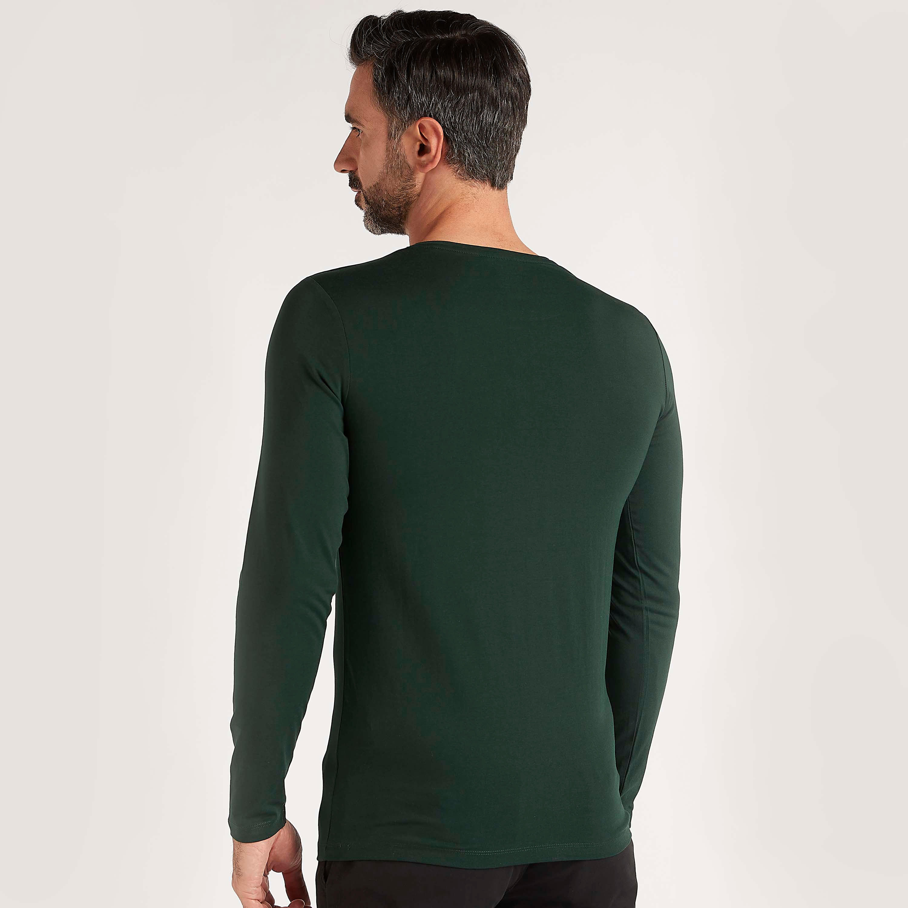 Sustainable Solid T-shirt with Long Sleeves and Crew Neck-men-clothing-tshirtsandpolos-tshirts-image-3