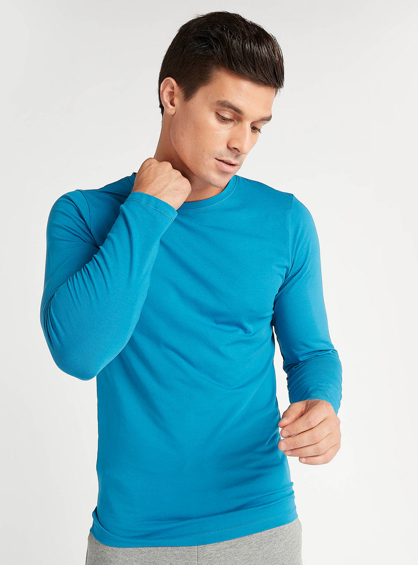 تيشيرت مستدام سادة بياقة ضيّقة وأكمام كاملة-men-clothing-tshirtsandpolos-tshirts-image-3