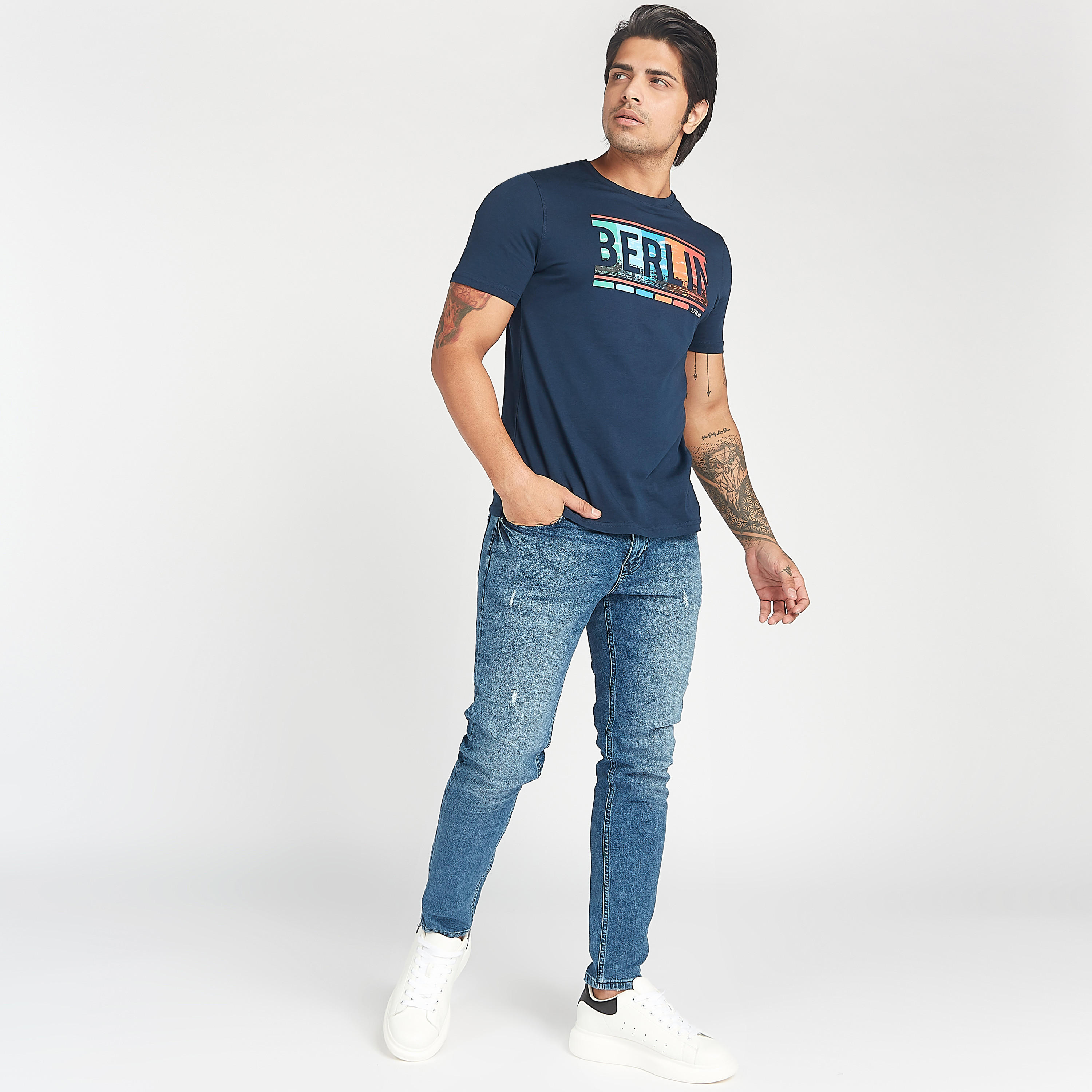 Printed Crew Neck T-shirt with Short Sleeves-men-clothing-tshirtsandpolos-tshirts-image-2