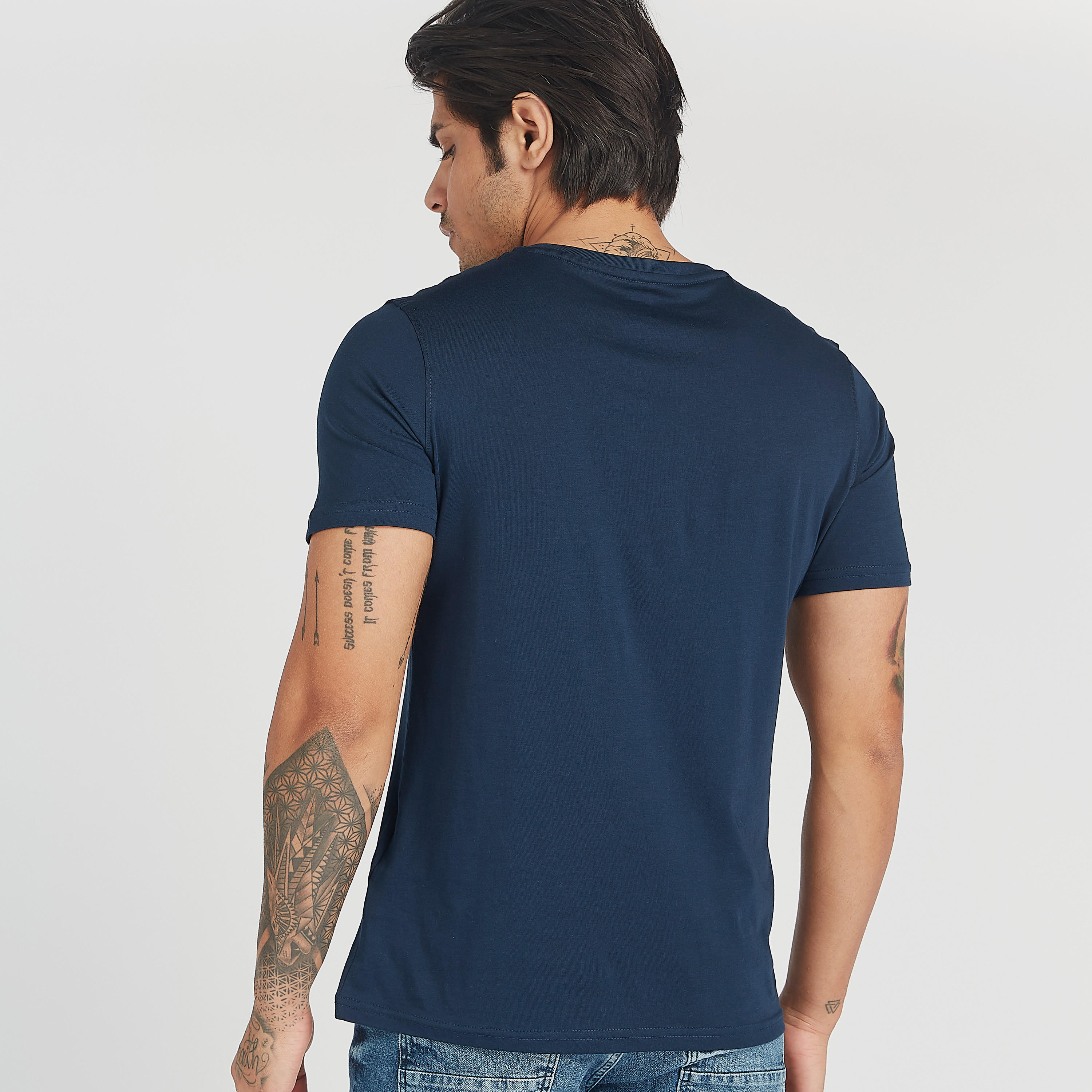 Printed Crew Neck T-shirt with Short Sleeves-men-clothing-tshirtsandpolos-tshirts-image-4
