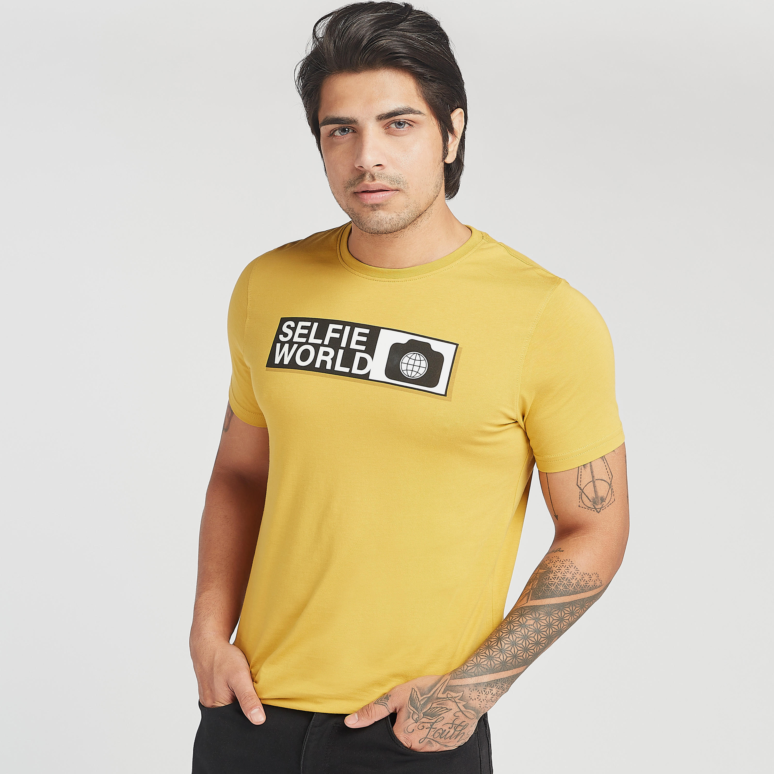 Sustainable Printed Crew Neck T-shirt with Short Sleeves-men-clothing-tshirtsandpolos-tshirts-image-1