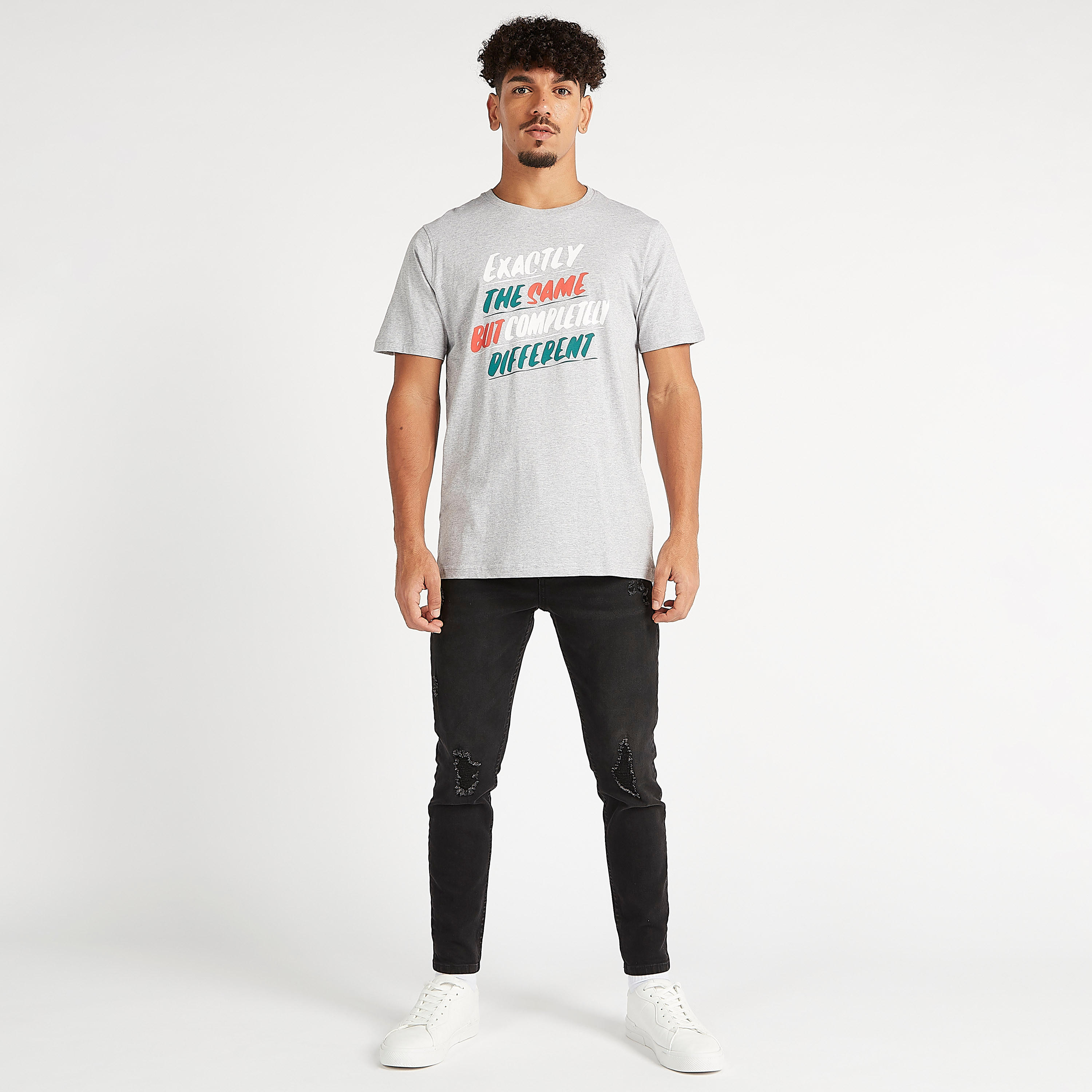Slogan Print Crew Neck T-shirt with Short Sleeves-men-clothing-tshirtsandpolos-tshirts-image-5