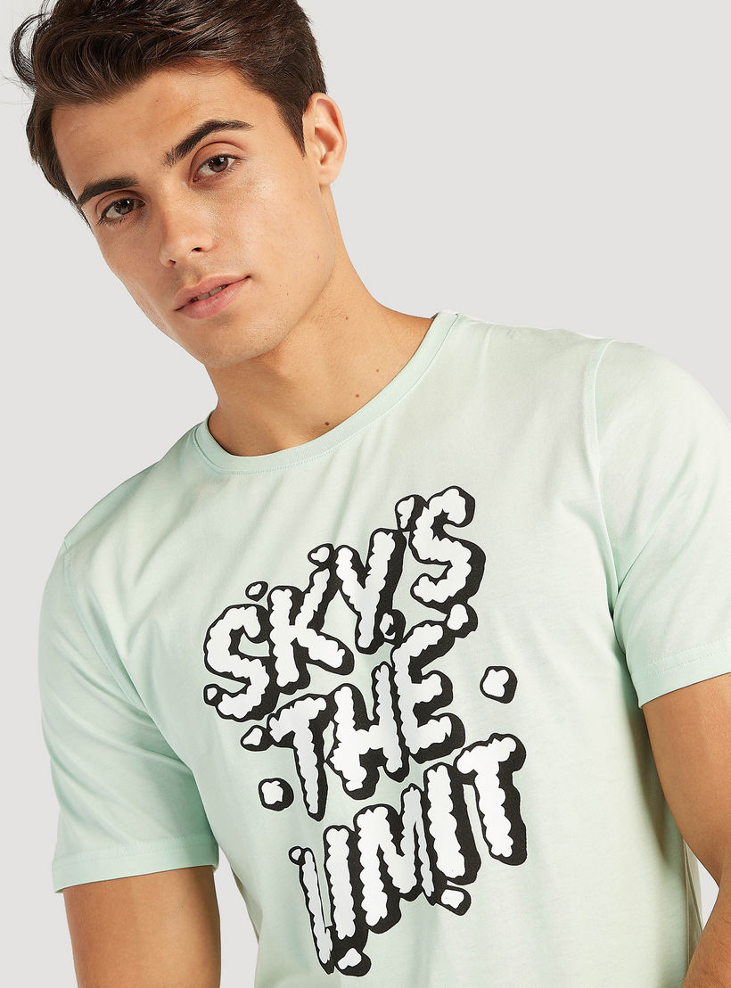 Printed Crew Neck T-shirt with Short Sleeves-men-clothing-tshirtsandpolos-tshirts-image-2