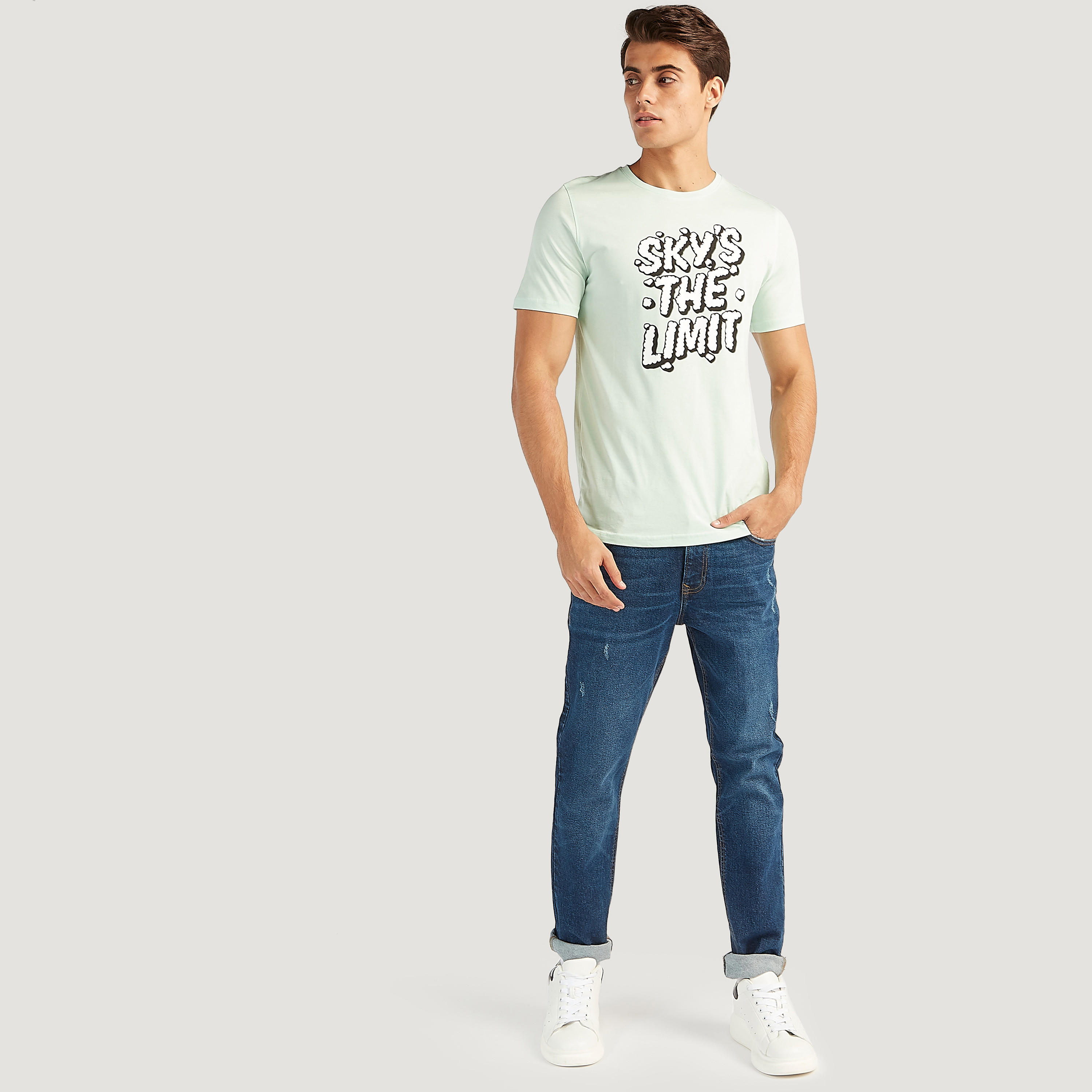 Printed Crew Neck T-shirt with Short Sleeves-men-clothing-tshirtsandpolos-tshirts-image-3