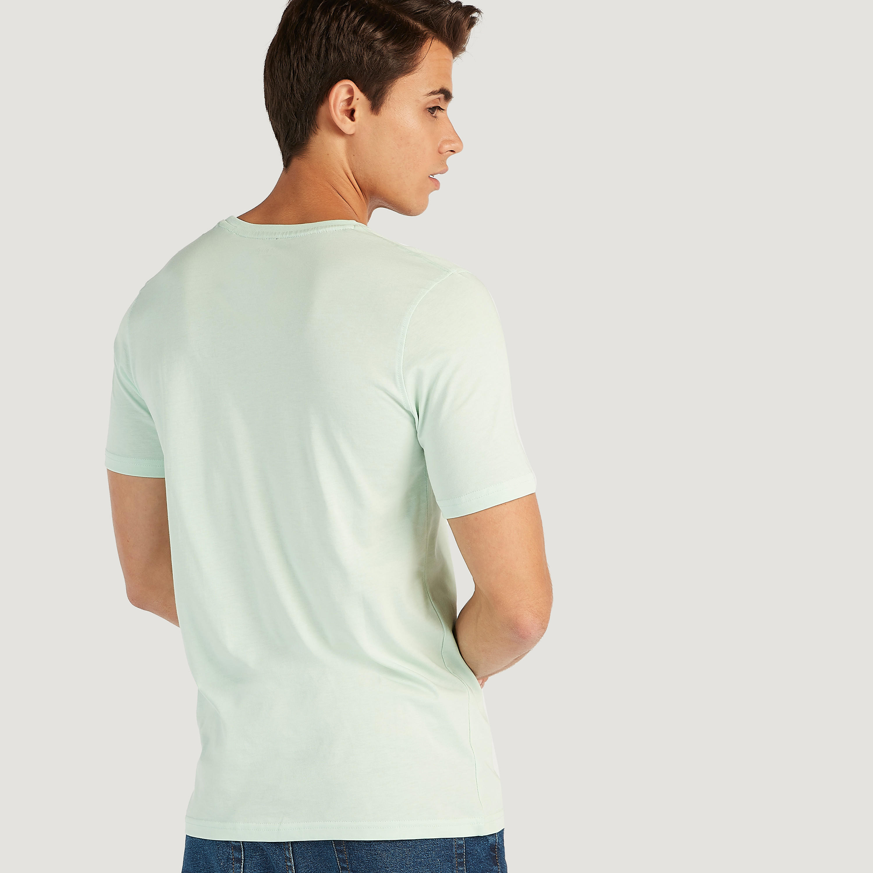 Printed Crew Neck T-shirt with Short Sleeves-men-clothing-tshirtsandpolos-tshirts-image-4