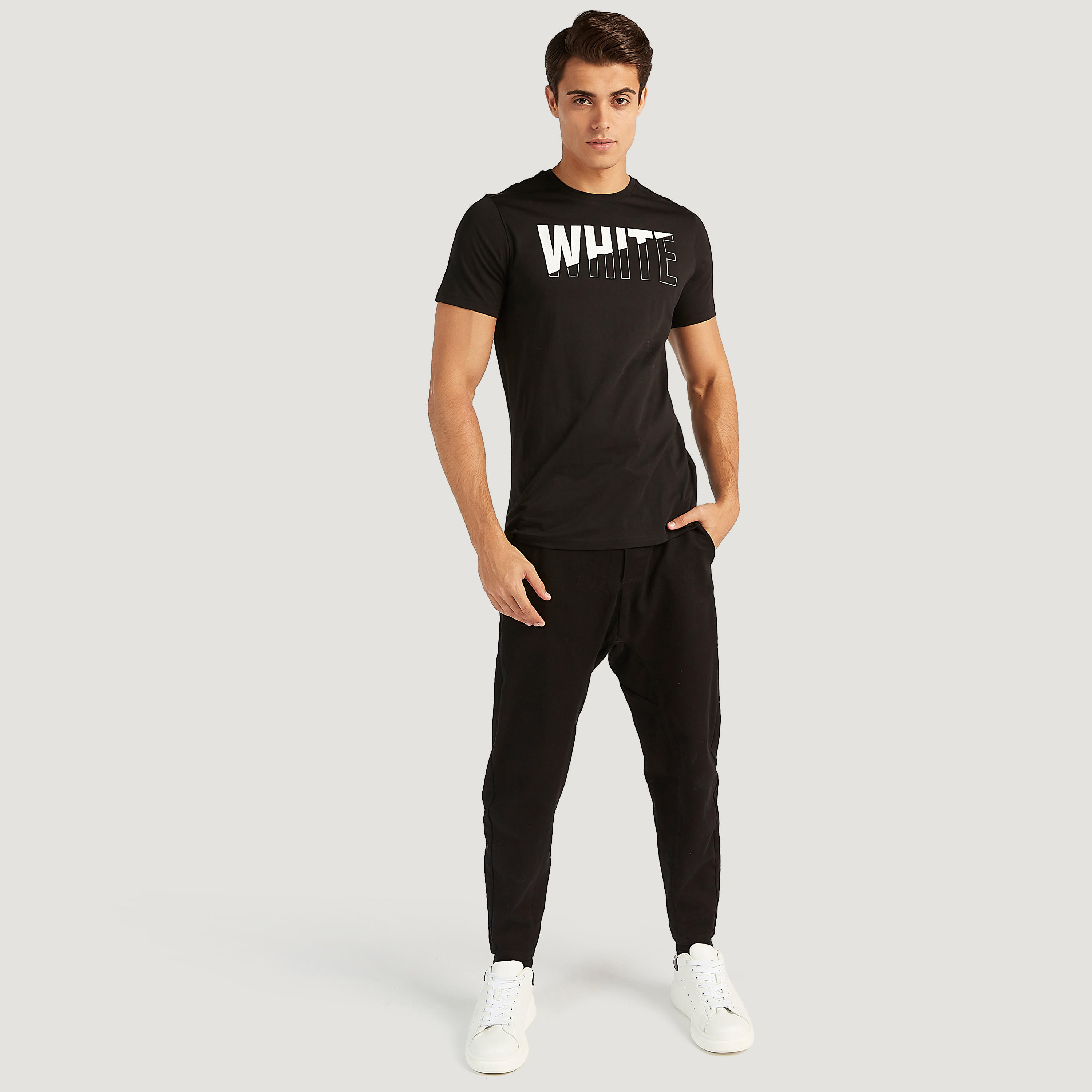 Printed Slim Fit Crew Neck T-shirt with Short Sleeves-men-clothing-tshirtsandpolos-tshirts-image-2