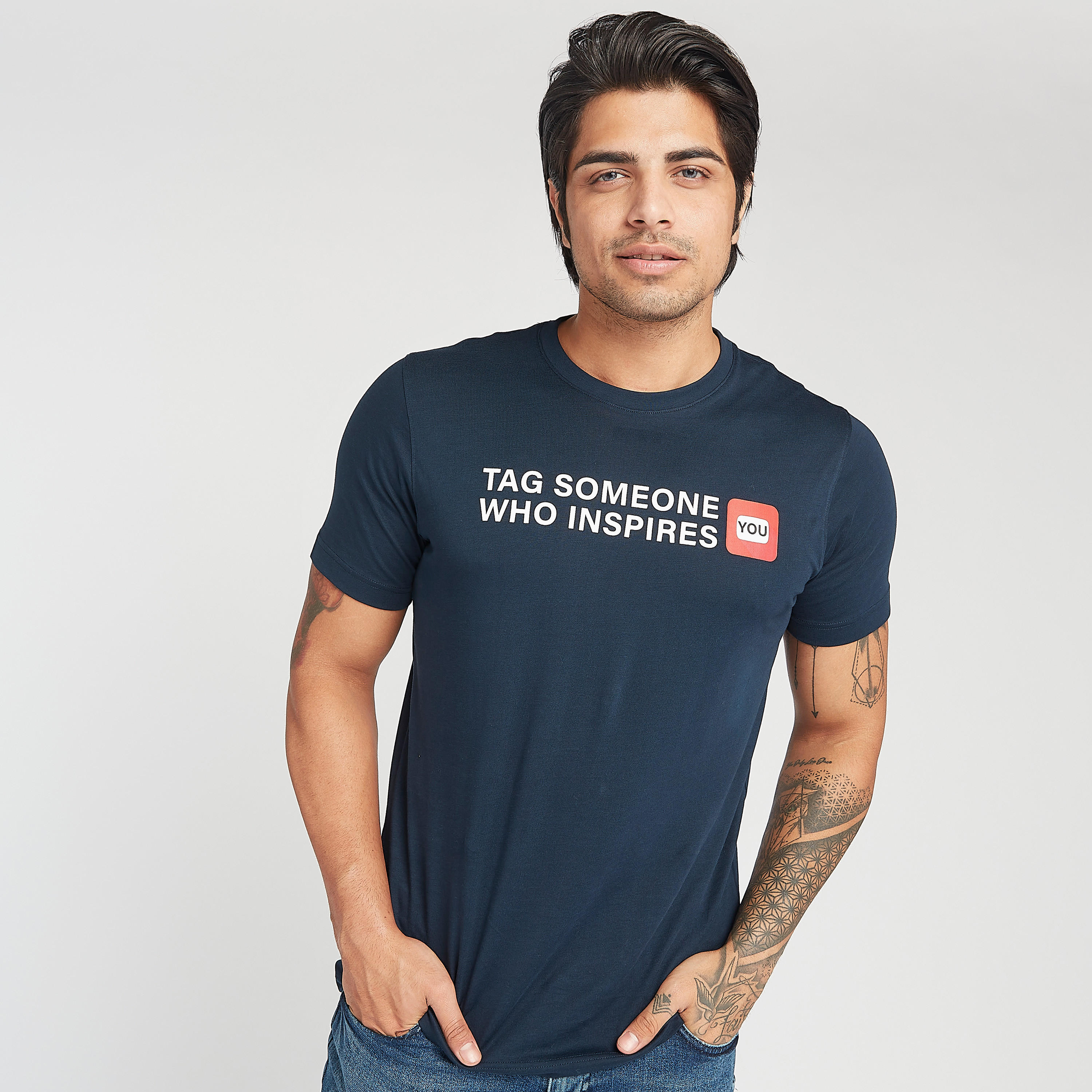 Printed Crew Neck T-shirt with Short Sleeves-men-clothing-tshirtsandpolos-tshirts-image-1