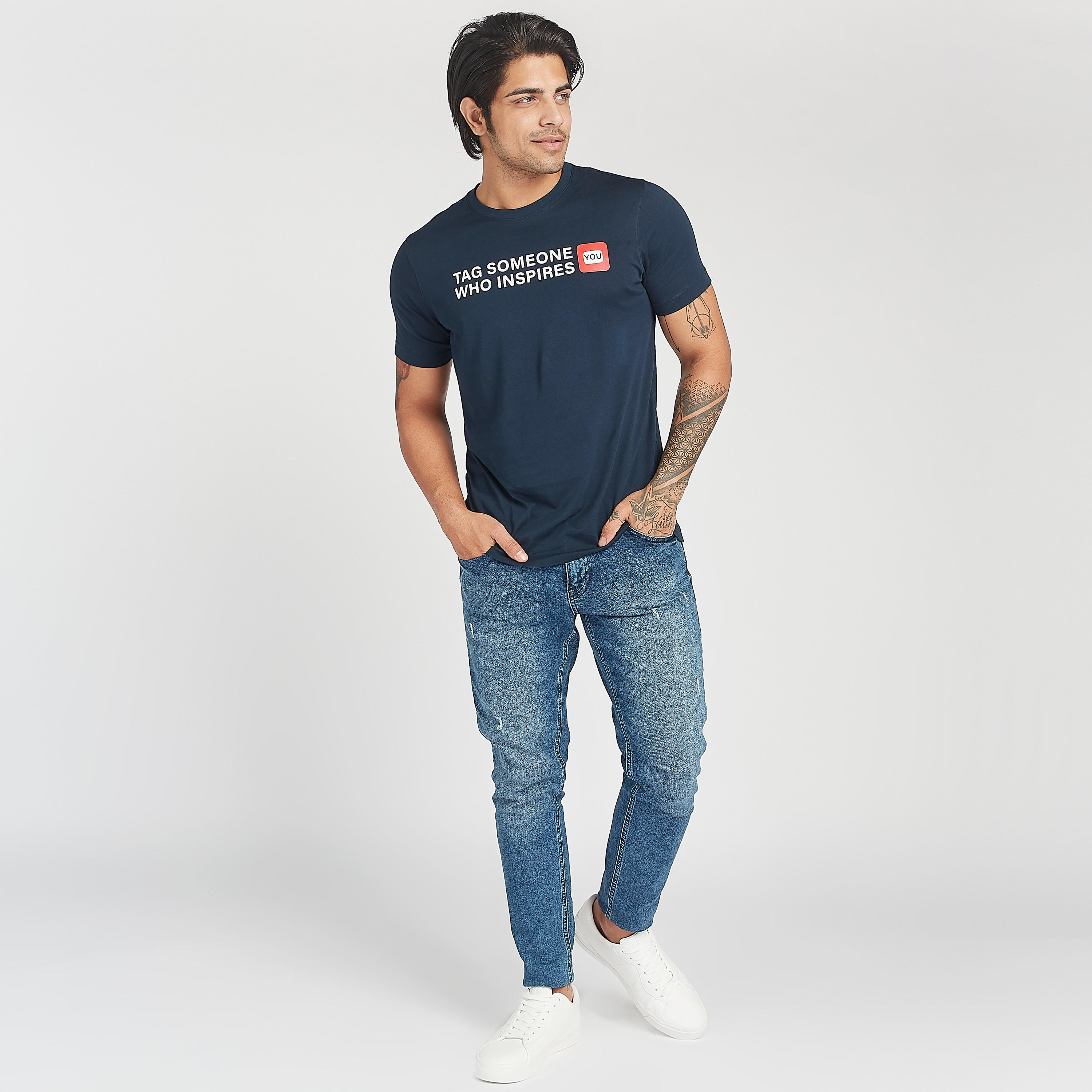 Printed Crew Neck T-shirt with Short Sleeves-men-clothing-tshirtsandpolos-tshirts-image-2