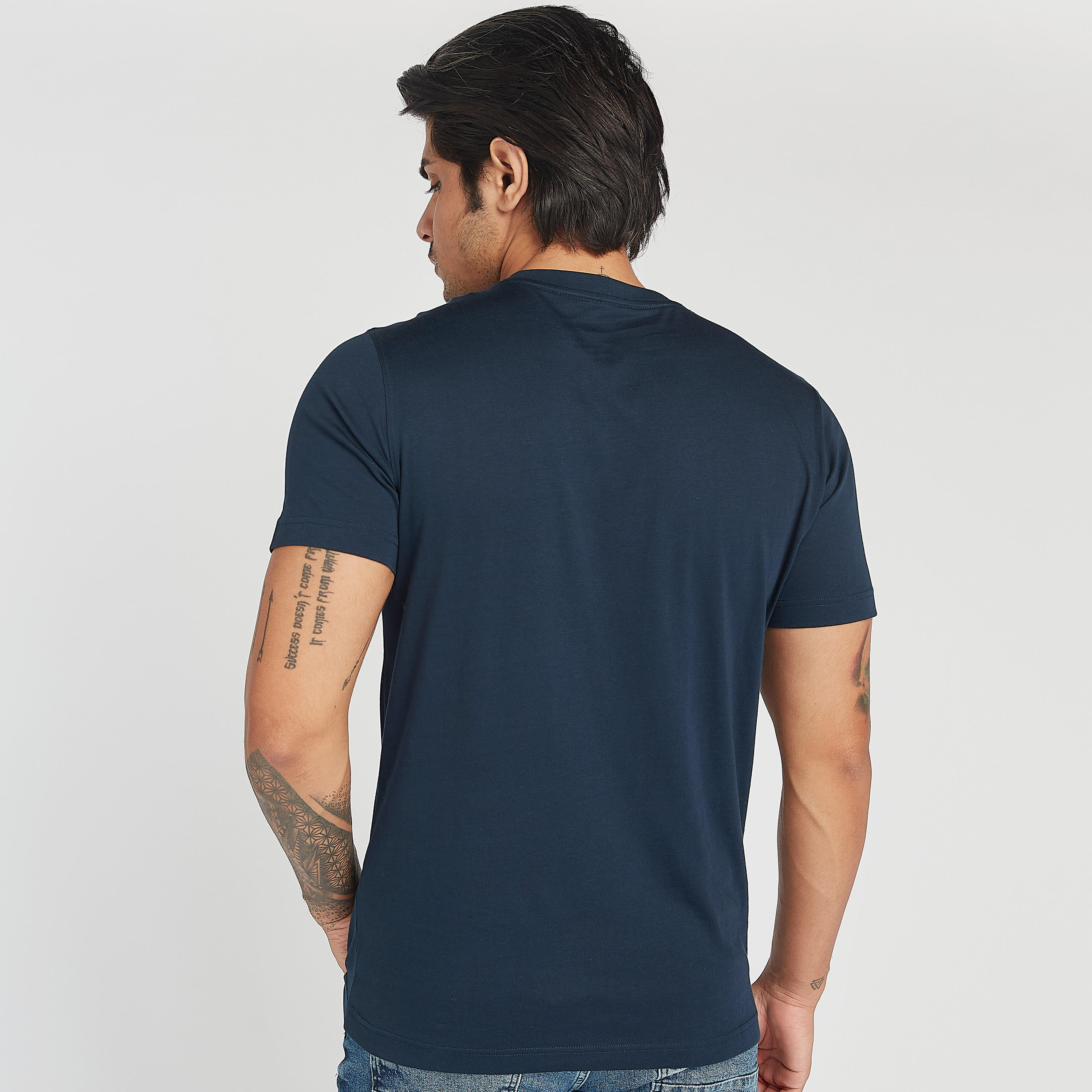 Printed Crew Neck T-shirt with Short Sleeves-men-clothing-tshirtsandpolos-tshirts-image-4