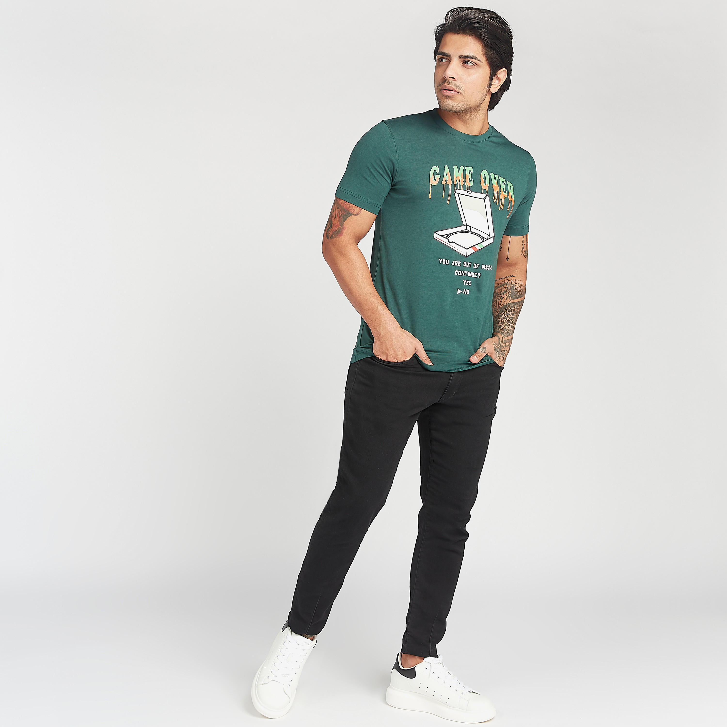 Printed Crew Neck T-shirt with Short Sleeves-men-clothing-tshirtsandpolos-tshirts-image-2