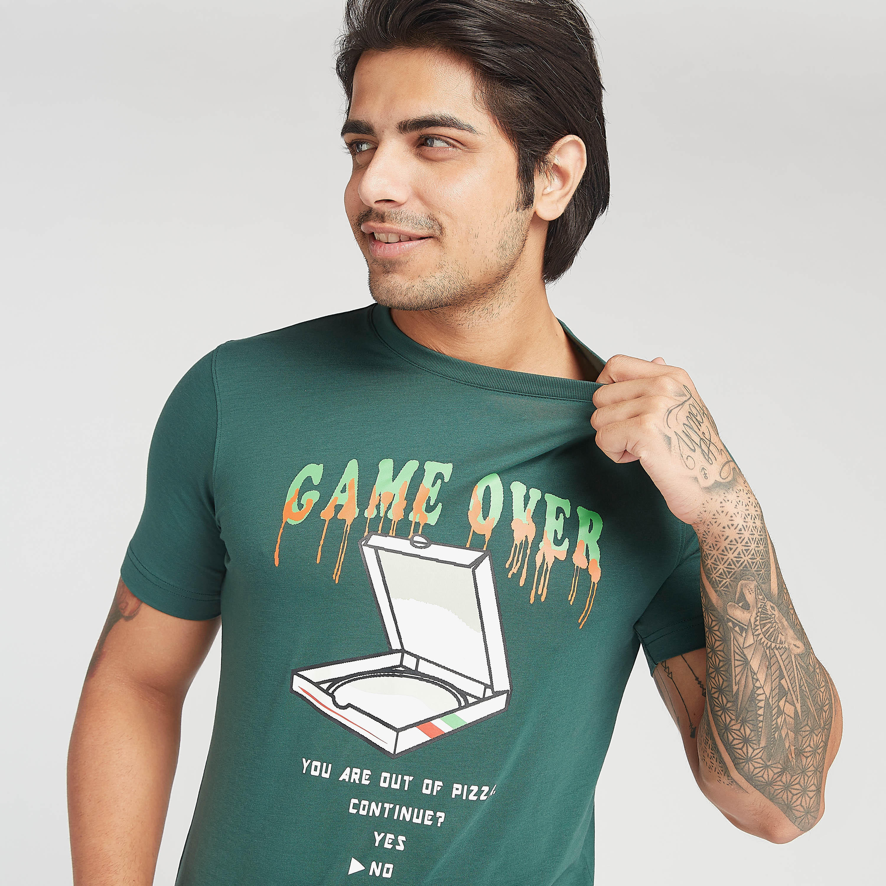 Printed Crew Neck T-shirt with Short Sleeves-men-clothing-tshirtsandpolos-tshirts-image-3