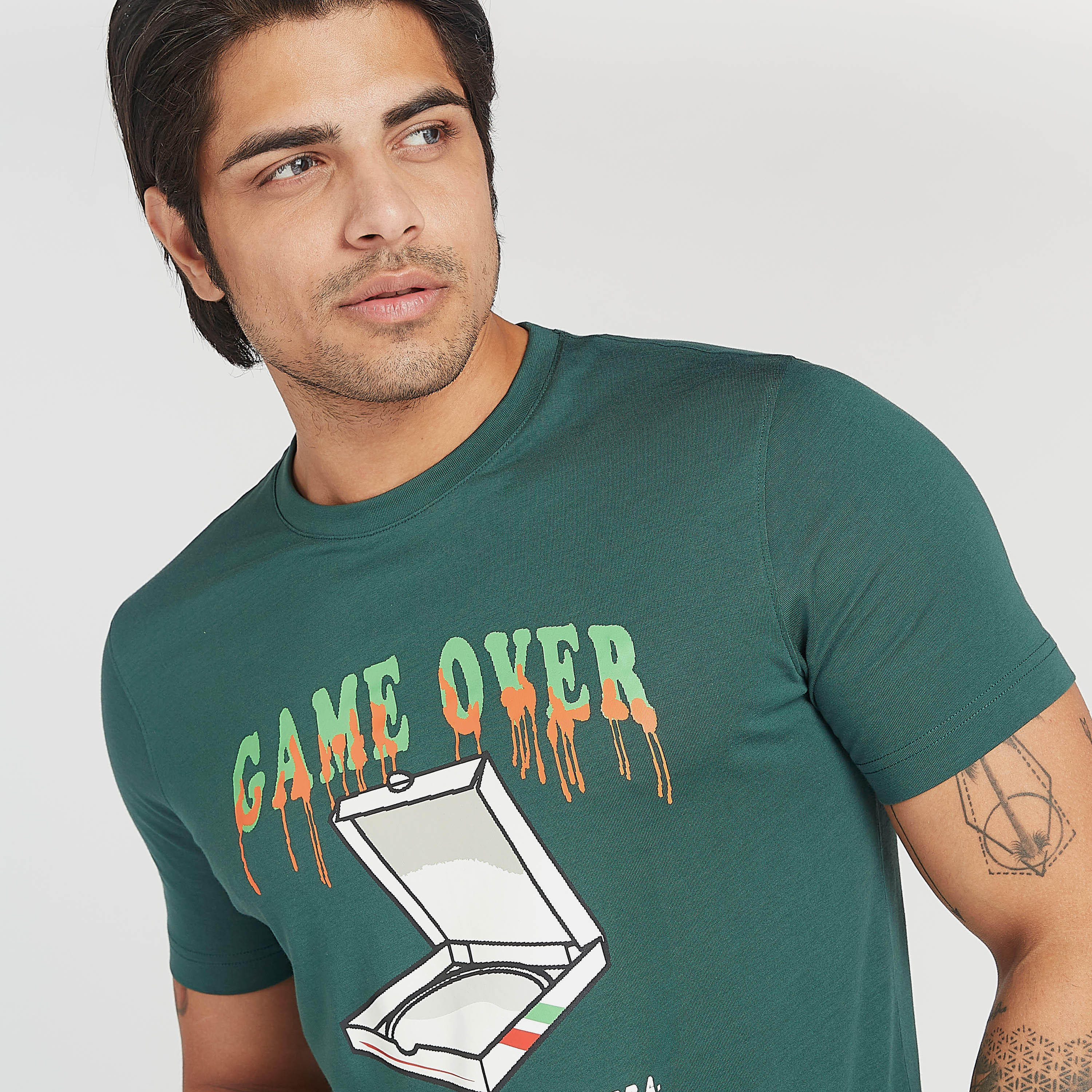 Printed Crew Neck T-shirt with Short Sleeves-men-clothing-tshirtsandpolos-tshirts-image-5