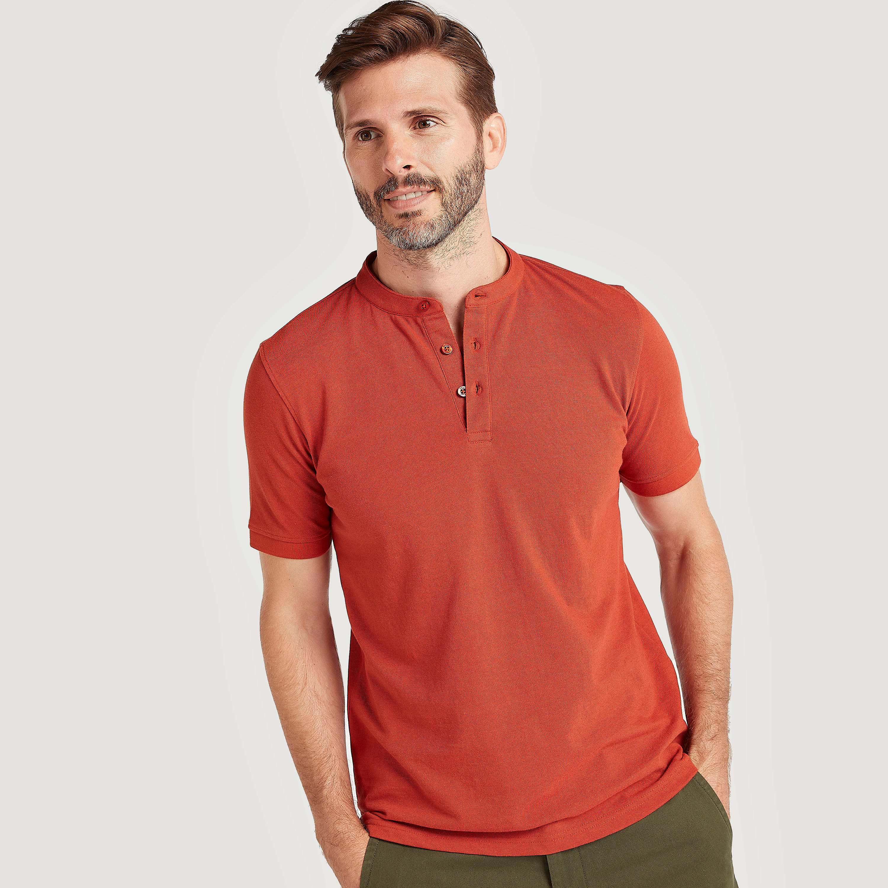 Solid T-shirt with Henley Collar and Short Sleeves-men-clothing-tshirtsandpolos-tshirts-image-1