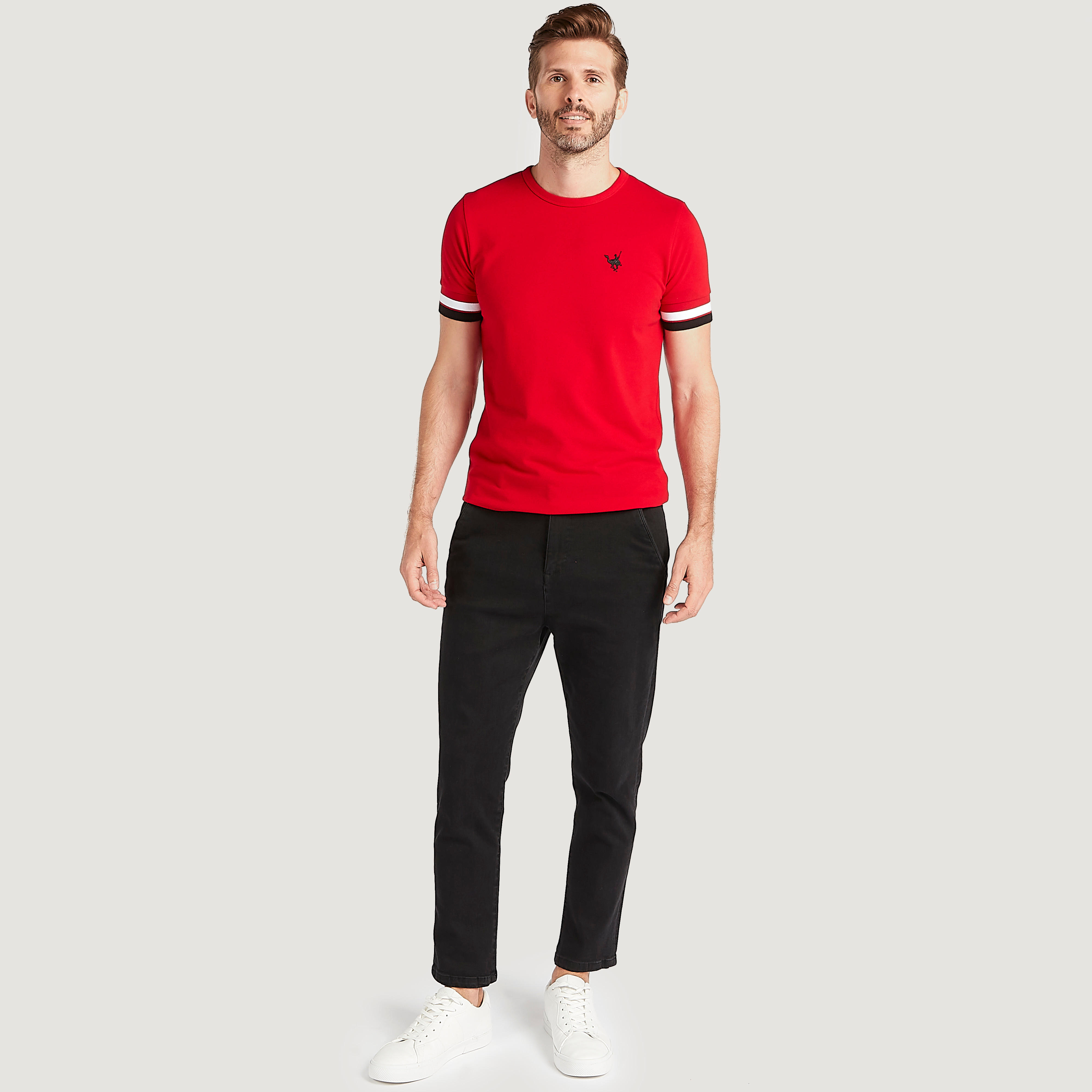 تيشيرت سادة بياقة ضيّقة وأكمام قصيرة-men-clothing-tshirtsandpolos-tshirts-image-5