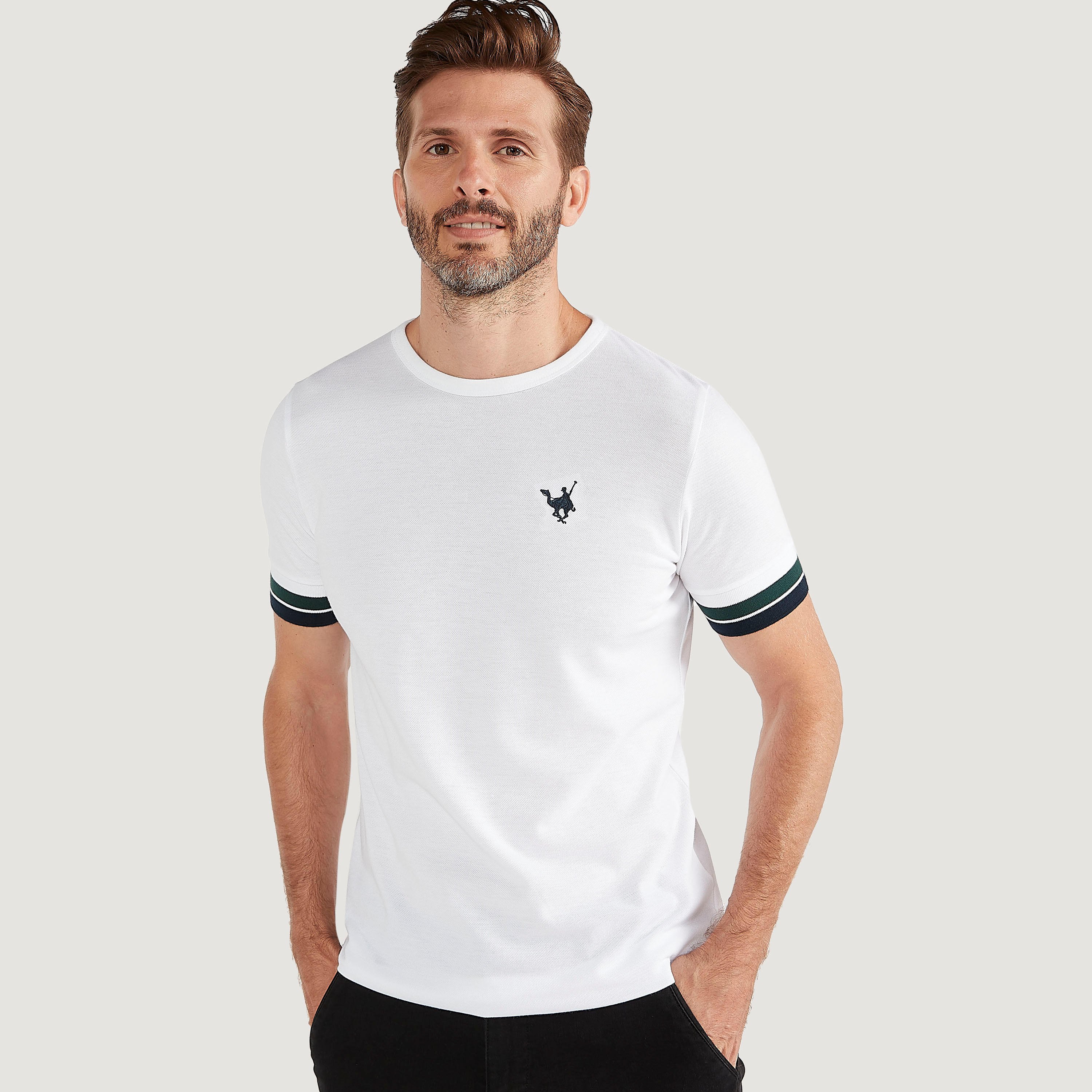 Solid T-shirt with Crew Neck and Short Sleeves-men-clothing-tshirtsandpolos-tshirts-image-1