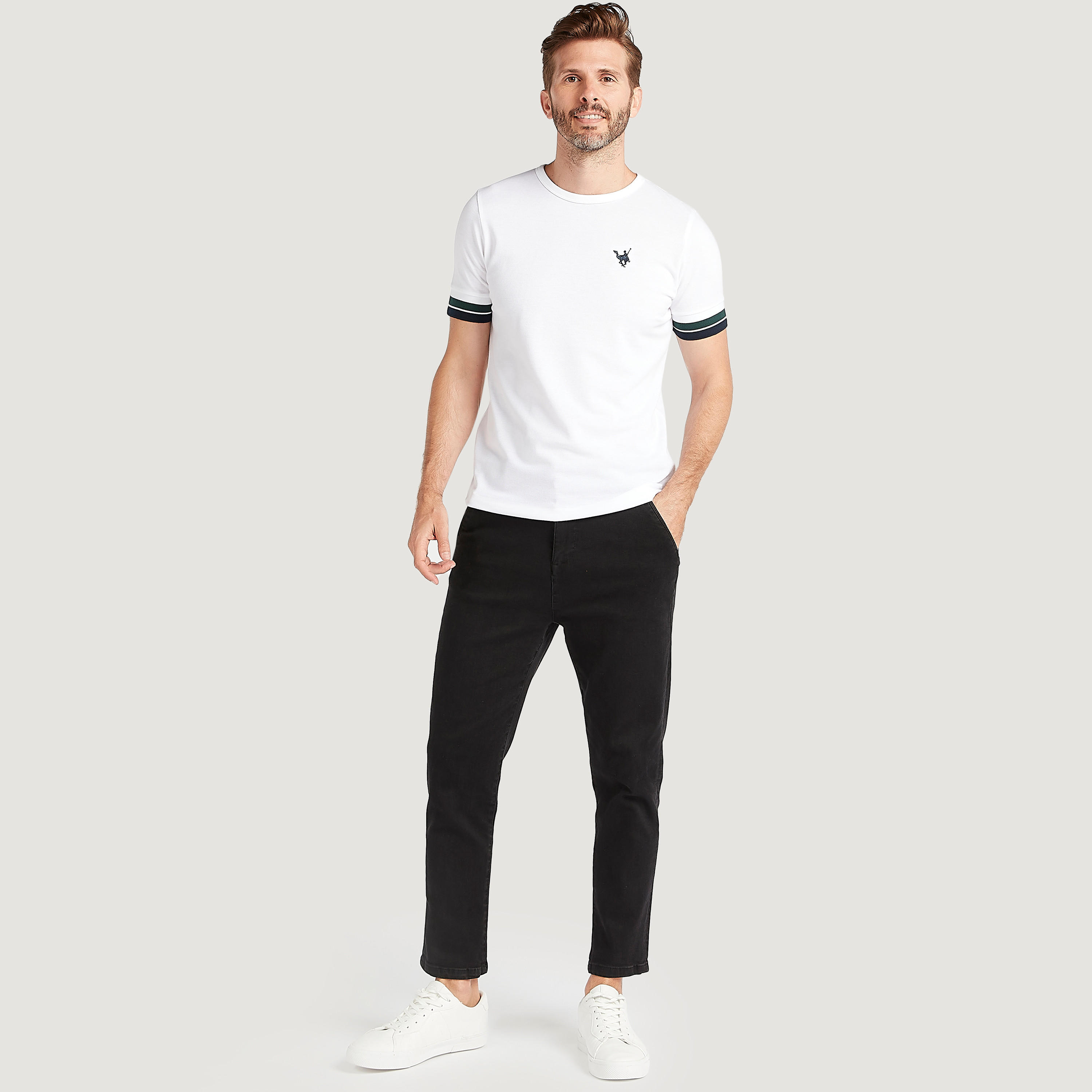 Solid T-shirt with Crew Neck and Short Sleeves-men-clothing-tshirtsandpolos-tshirts-image-2