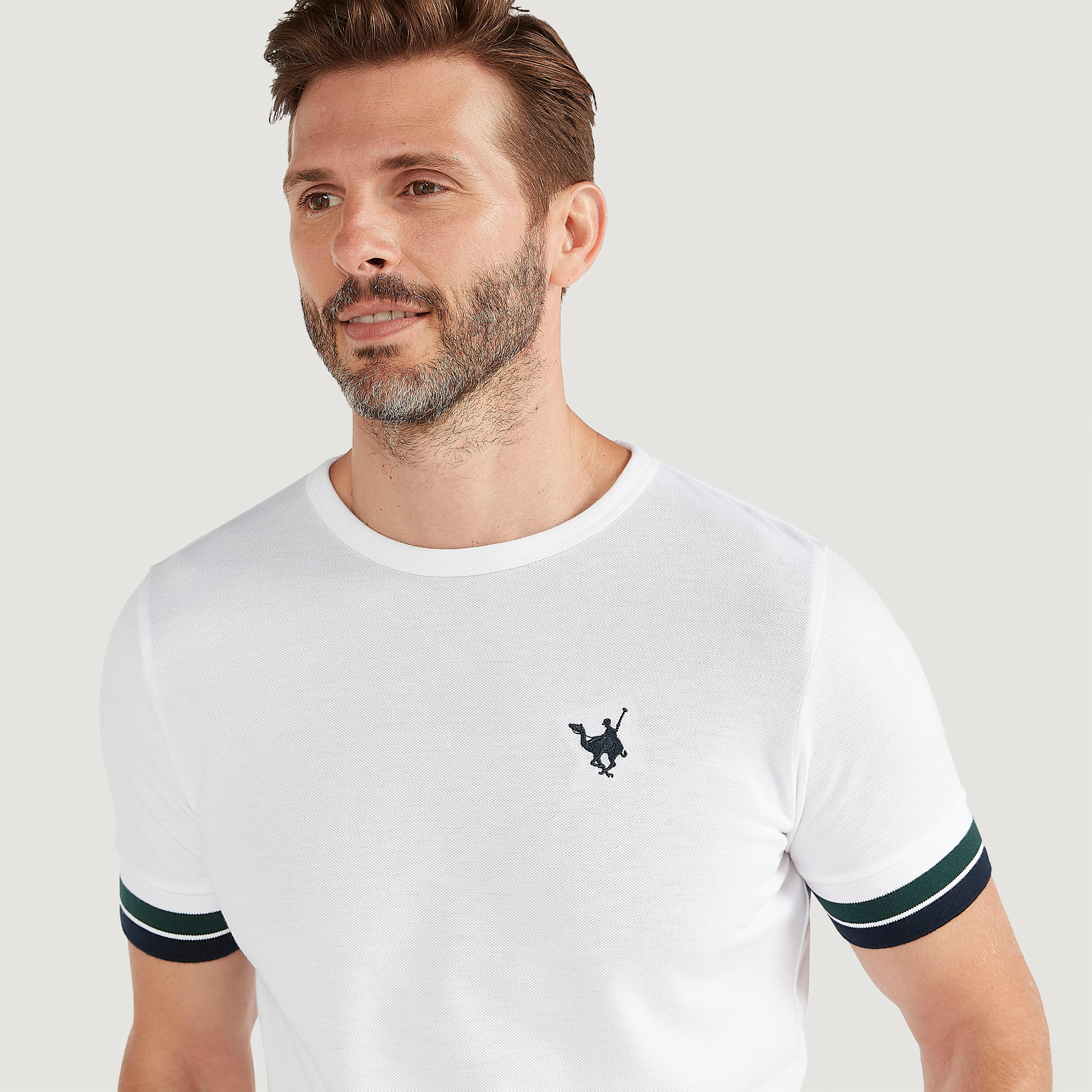 Solid T-shirt with Crew Neck and Short Sleeves-men-clothing-tshirtsandpolos-tshirts-image-3