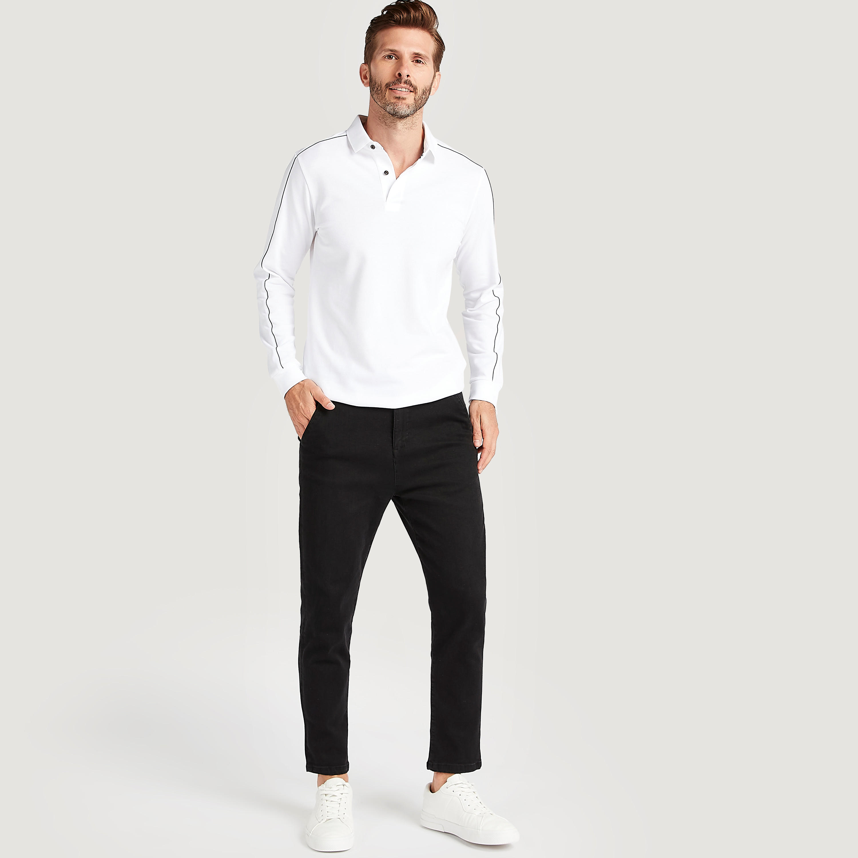 تيشيرت بولو سادة بأكمام طويلة-men-clothing-tshirtsandpolos-polos-image-5