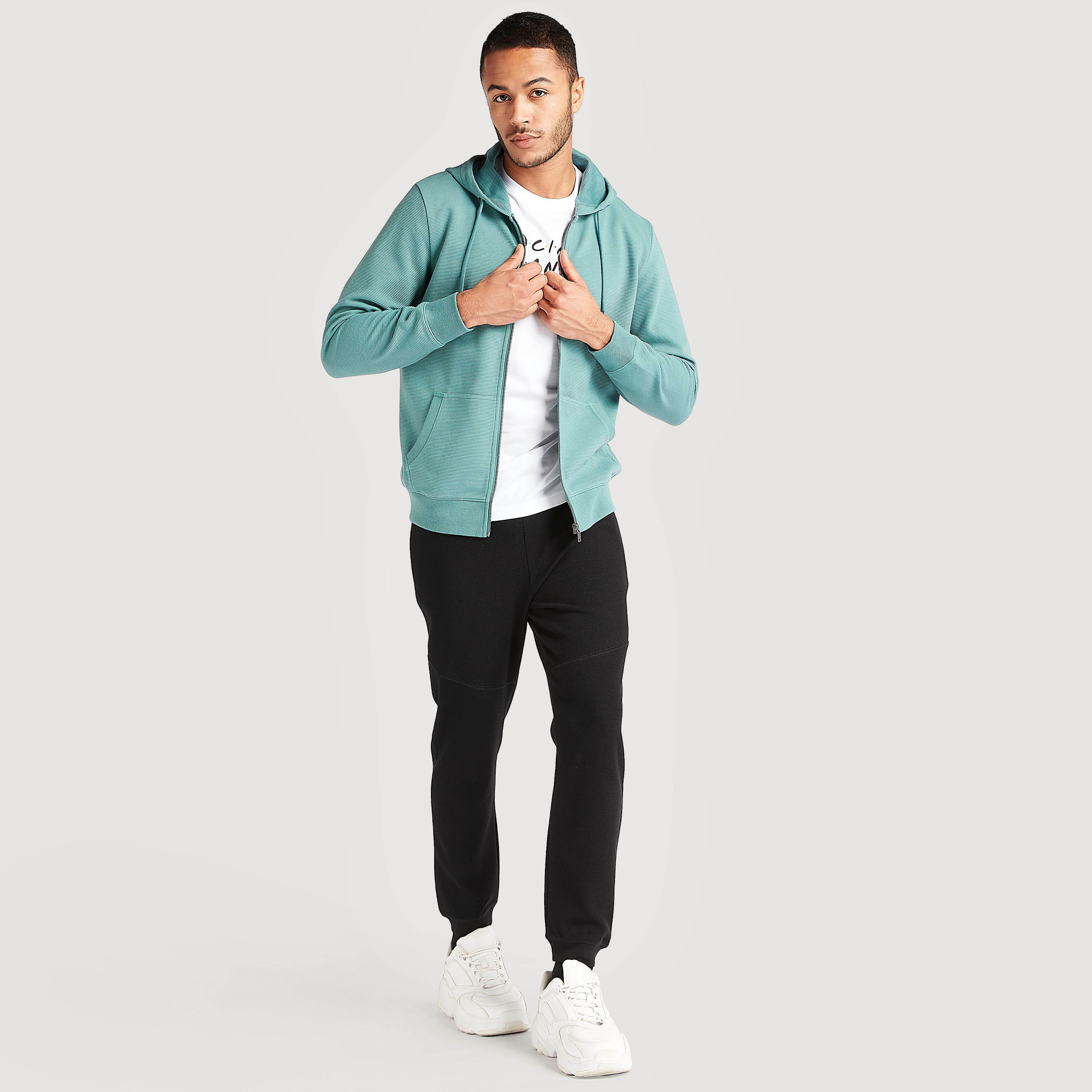 Solid Zip Through Hooded Jacket with Kangaroo Pocket-men-winterwear-hoodiesandsweatshirts-image-2