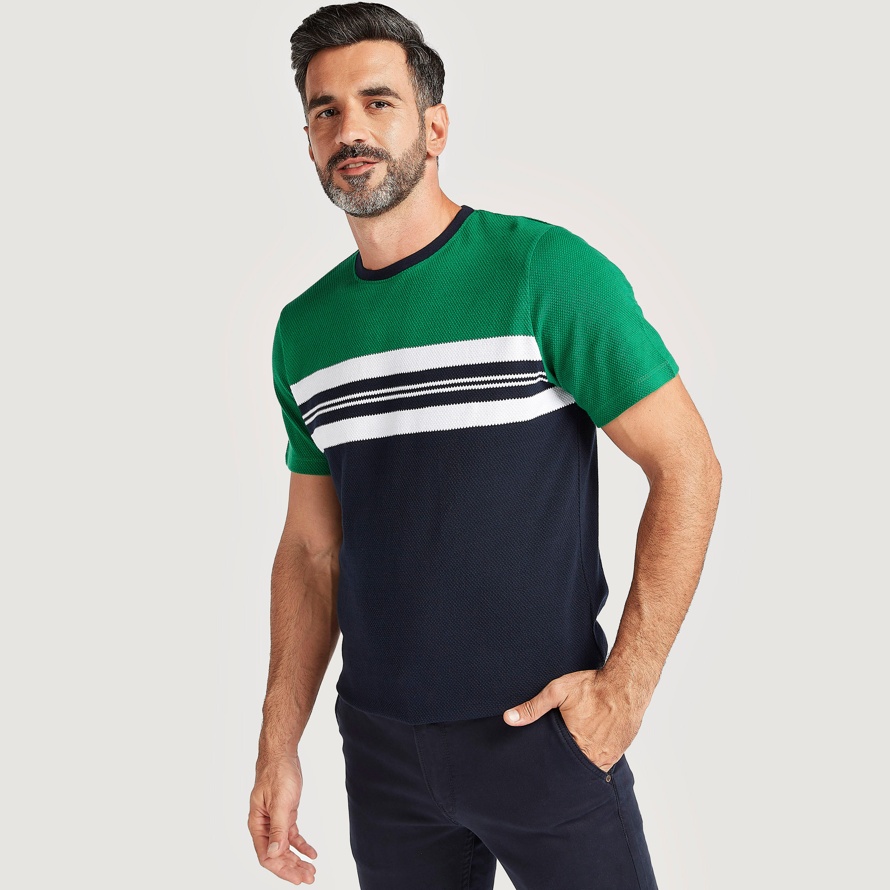Textured T-shirt with Short Sleeves and Crew Neck-men-clothing-tshirtsandpolos-tshirts-image-1