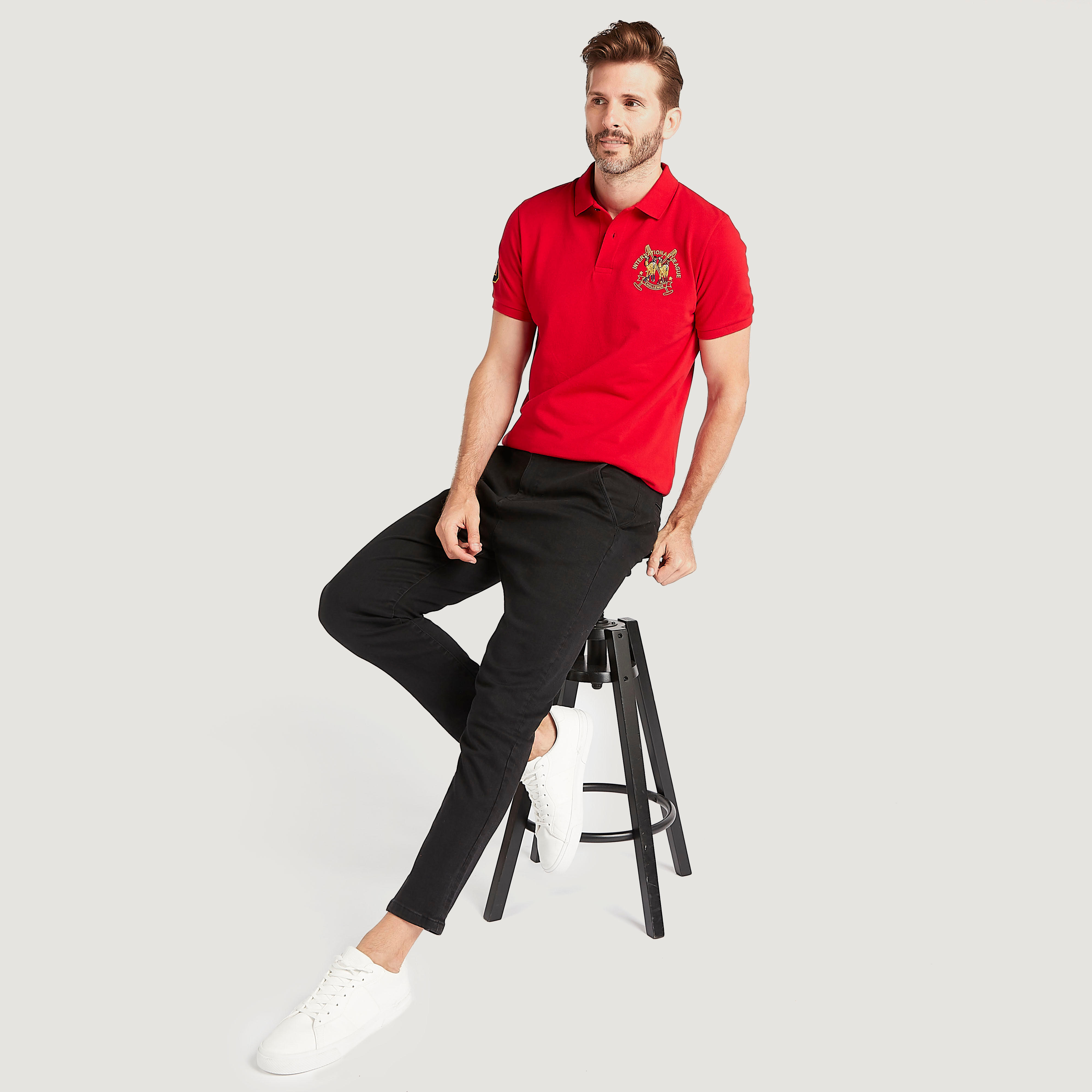 تيشيرت بولو مطرز بأكمام قصيرة-men-clothing-tshirtsandpolos-polos-image-6